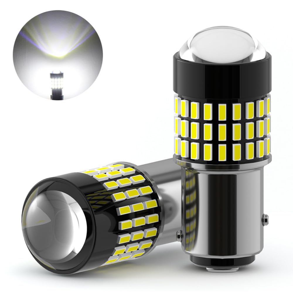 BlyilyB 2-Pack 6500K White 1157 2057 2357 7528 BAY15D LED Bulbs - Bright Replacement Lamps for 12V RV, Camper & Trailer Interior Lighting, Backup Reverse Lights, Tail & Brake Lights - Perfect for Night Driving & Camping Safety