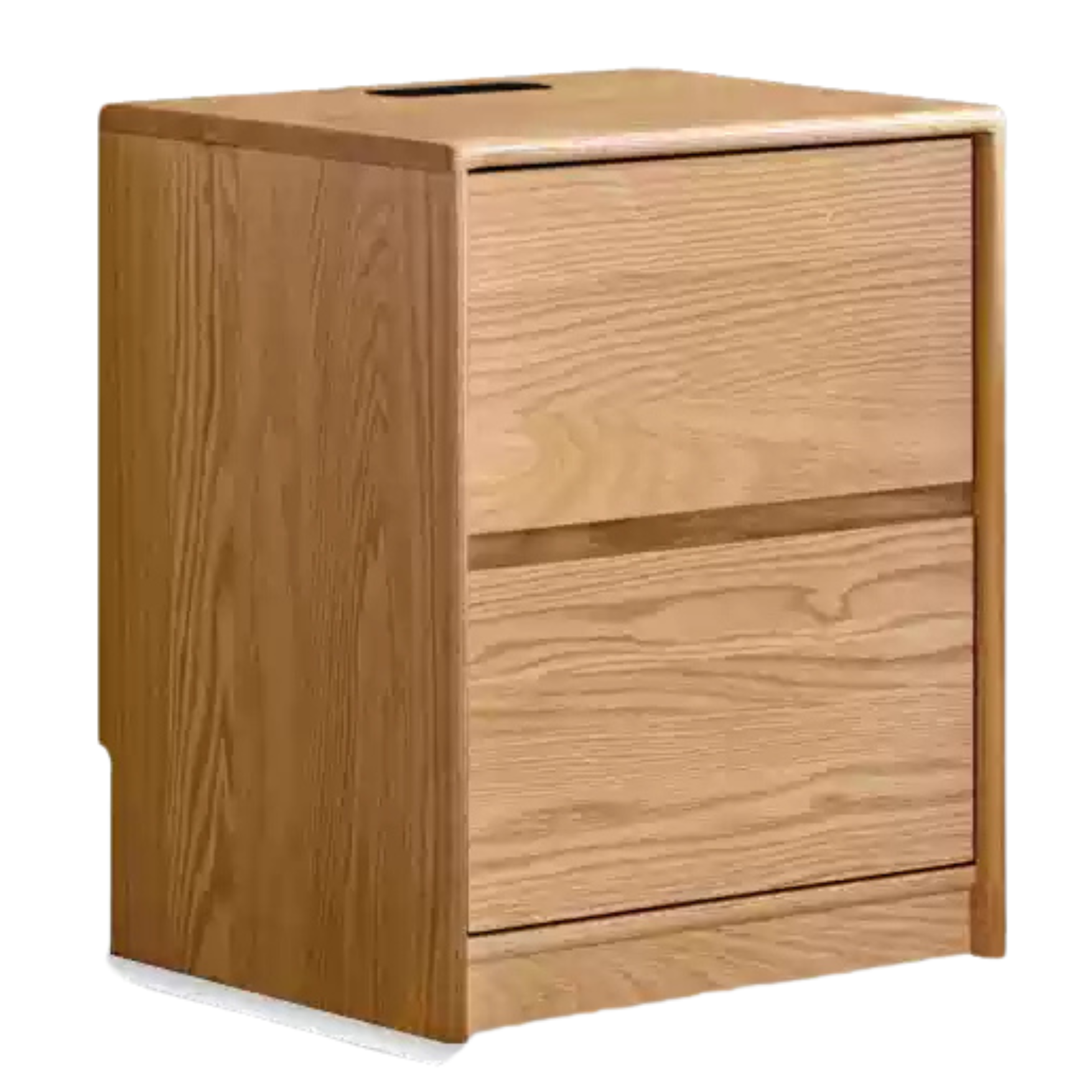 Solid Oak Wood Nightstand with 2 Drawers - Bedroom Side Table for Bedside Storage & Organization