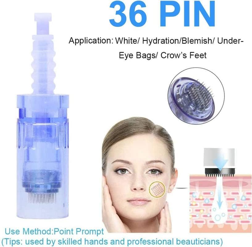 5-Piece 36-Pin Derma Doctor Pen Ultima A6 Cartridges - Disposable Needle Replacement Parts for Microblading & Tattoo - Professional Tattoo Artist Supplies for Eyebrow & Permanent Makeup