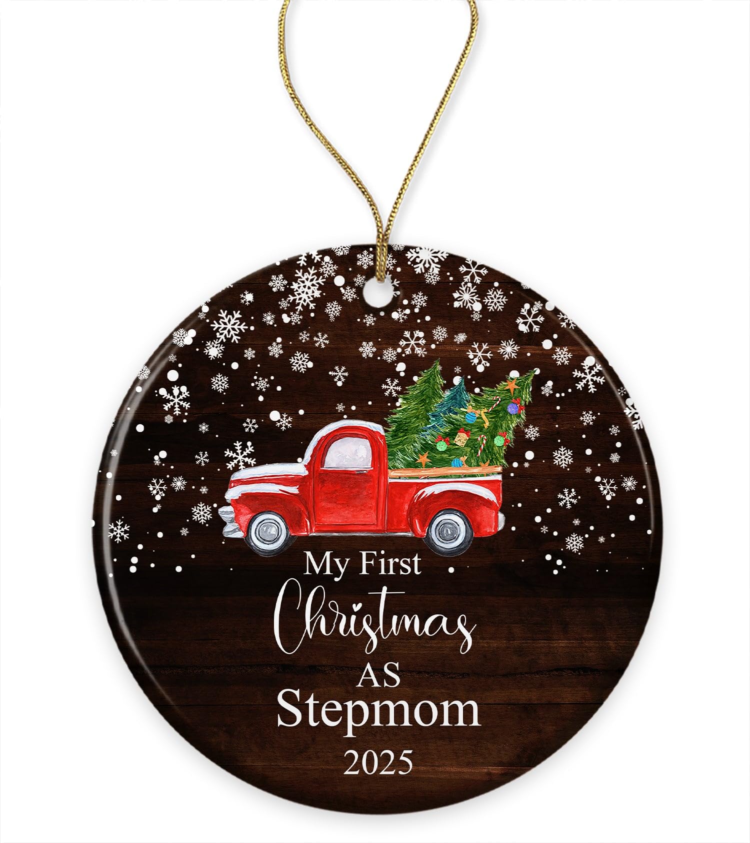 My First Christmas as Stepmom 2025 - Ceramic Keepsake Ornament for Stepmothers - Personalized Stepmom Gift - Holiday Home Decor for Blended Families