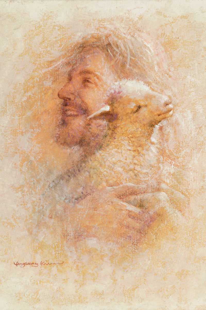 Little Lamb Original Oil Painting by Yongsung Kim - 18x20 Inch Wall Art for Home Decor, Nursery, Living Room & Office