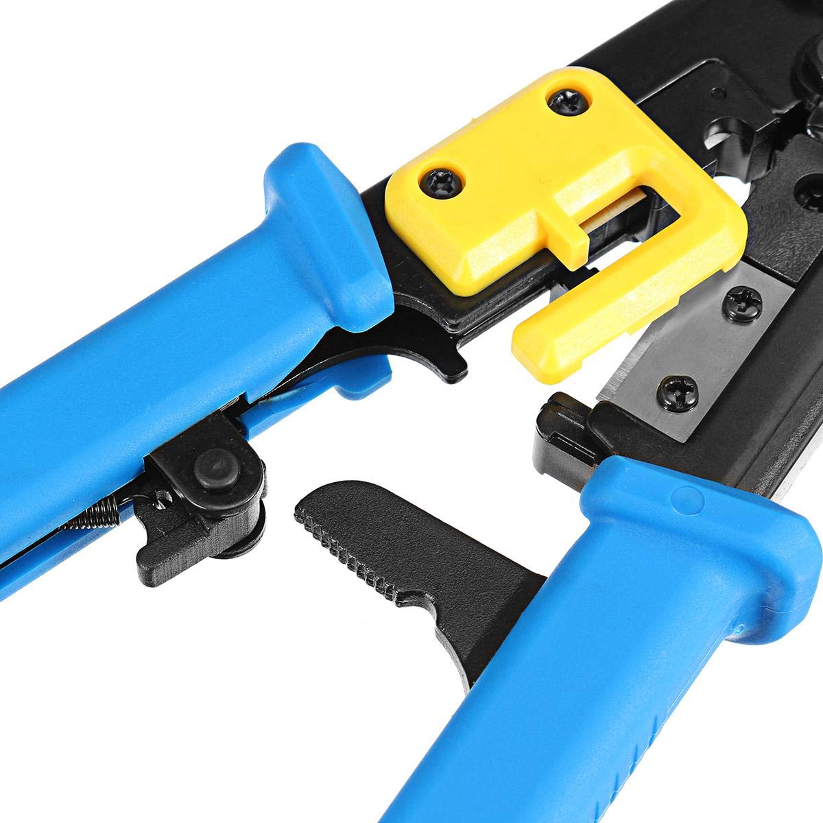 Professional RJ45 Crimping Tool with Passthrough - Yangoutool RJ12/RJ45 Crimper for Regular & End-Pass-Through Connectors - Perfect for Network Cabling & Ethernet Installations