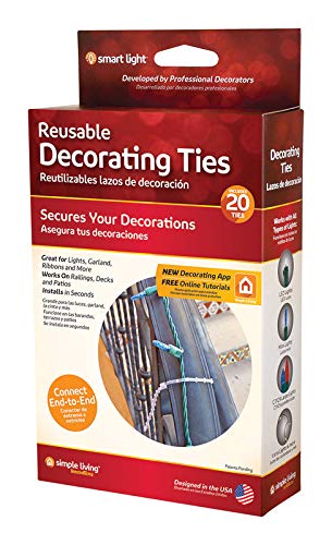 Simple Living Smart Light Decorating Ties - 20 Pack PVC Cable Ties for Home & Office Organization | Perfect for Christmas Lights, Cord Management, and DIY Projects