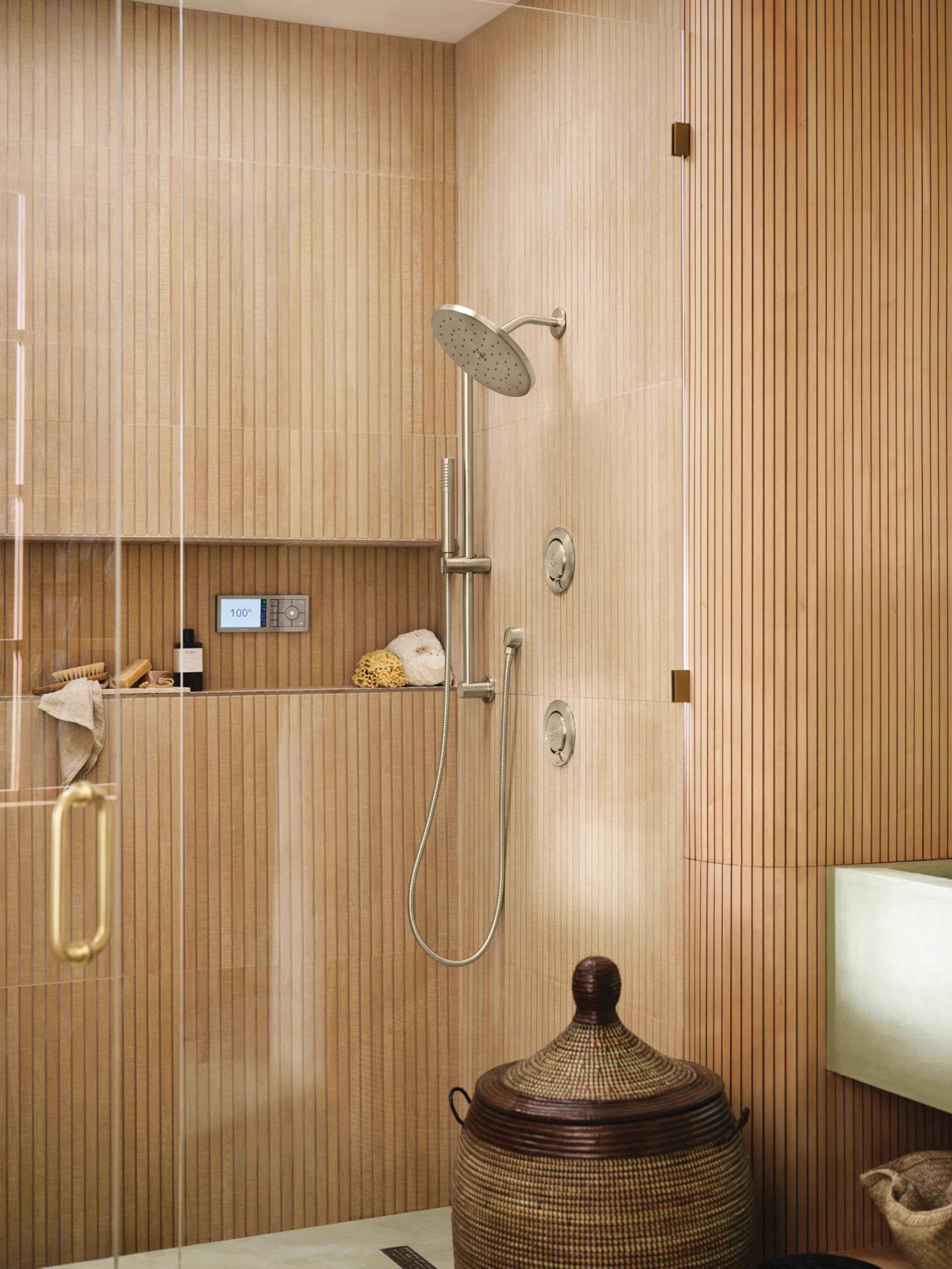 Moen Terra Beige Smart Digital Shower System - 4-Outlet Thermostatic Shower Valve Controller (Model TS3304TB) | Perfect for Modern Bathrooms & Luxury Spa Experience