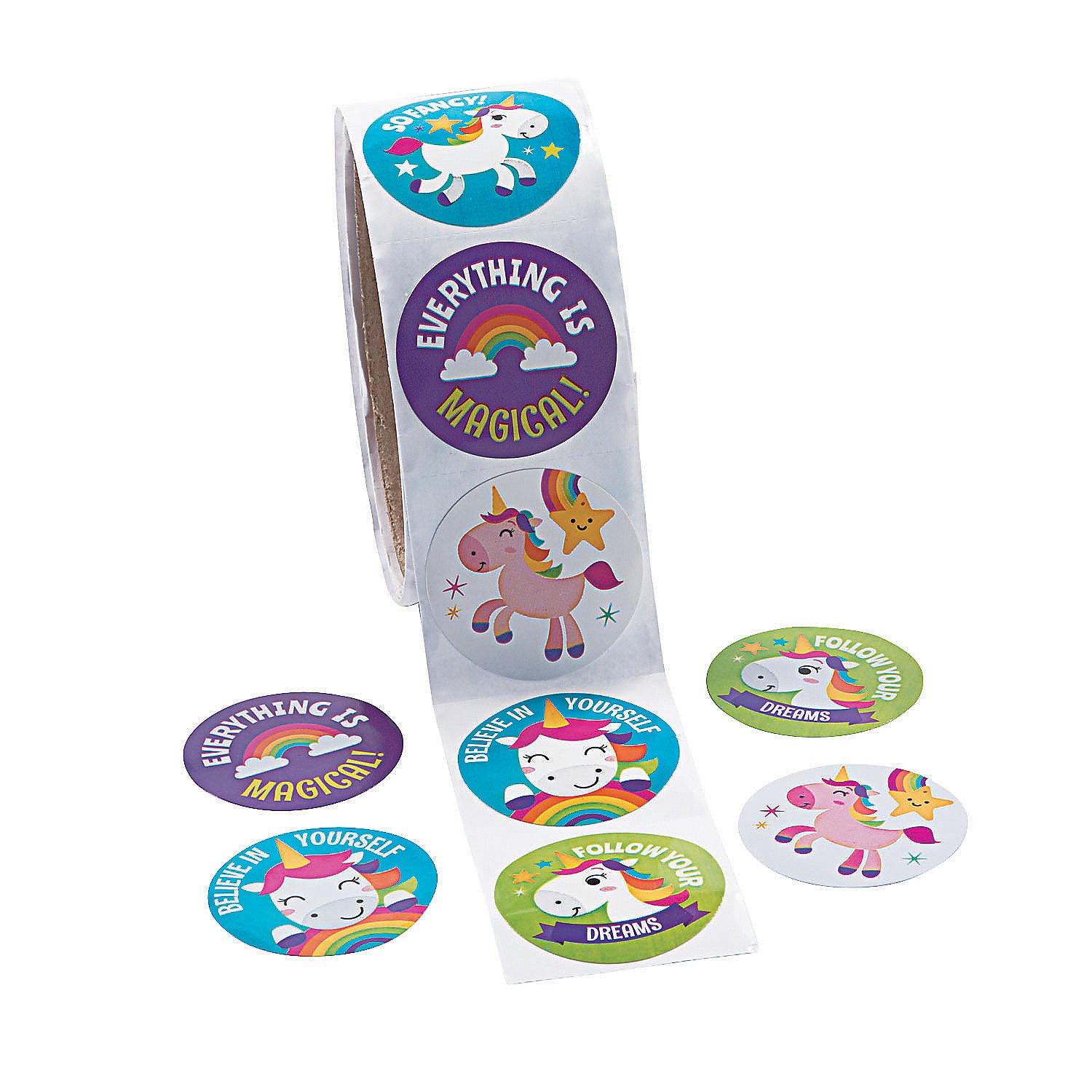 Unicorn Roll Stickers - 100pcs Fun Stationery for Kids & Scrapbooking