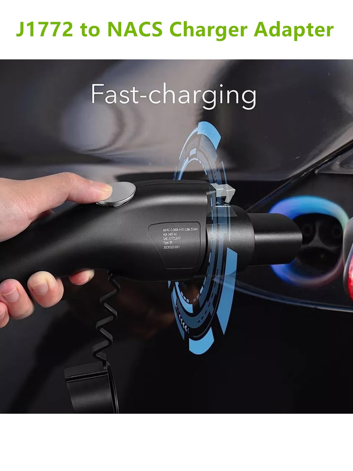 J1772 to Tesla Charging Adapter 80A 250V - Fast EV Charger Converter for Tesla Model 3/Y/X/S - Compatible with SAE J1772 Stations - Perfect for Home & Public Charging | Tesla Accessories for Road Trips & Daily Commute