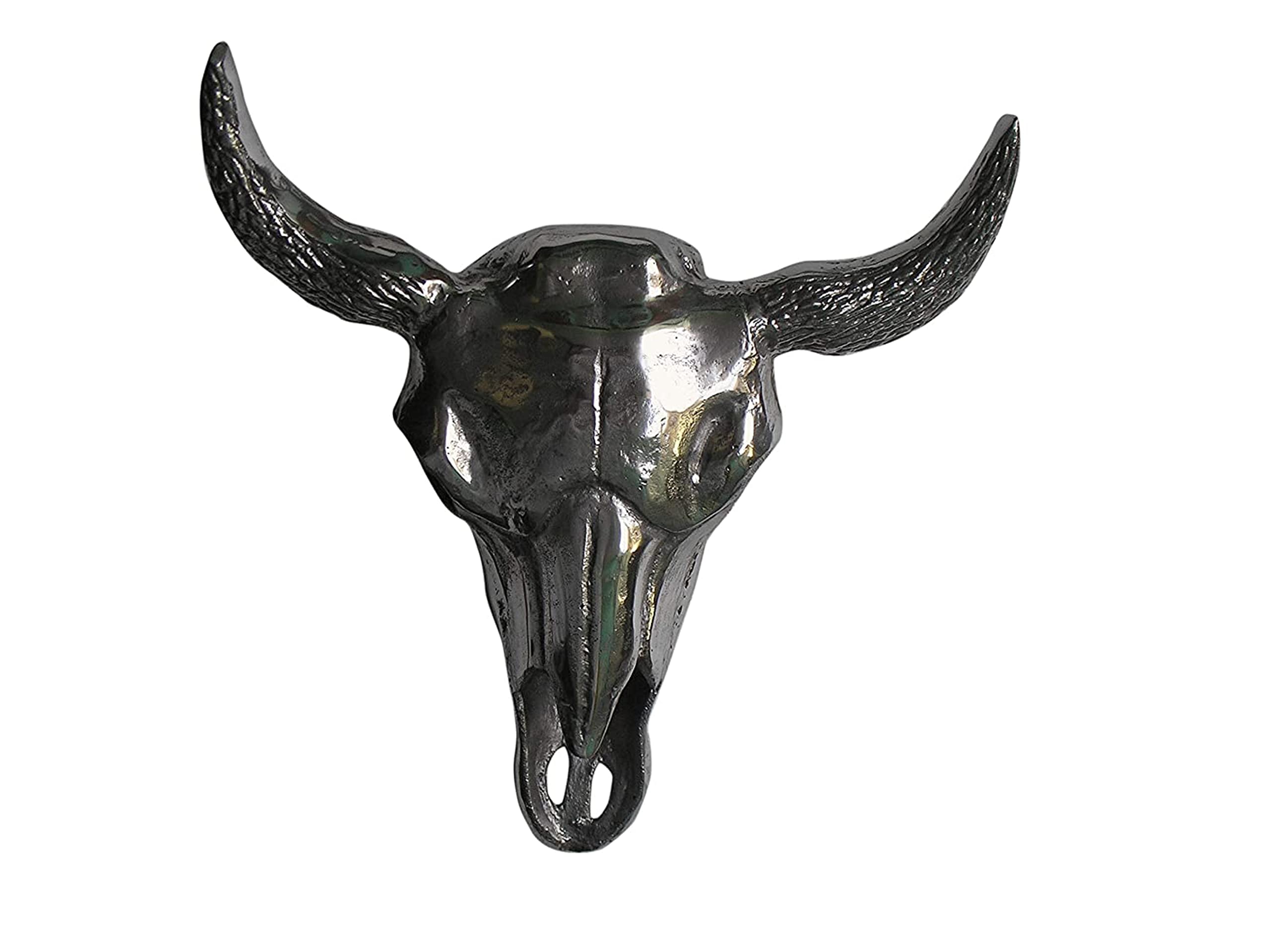Large Metal Wall Mount Bull Head Sculpture - Faux Skull Bison Head Figurine for Home, Office & Restaurant Decor | Western Rustic Decor, Man Cave & Hunting Lodge Wall Art