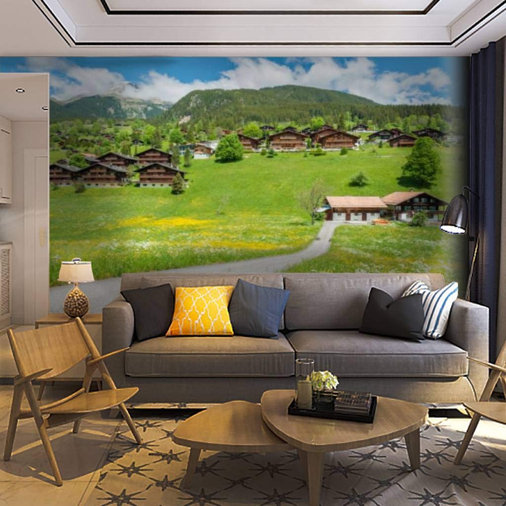 Self-Adhesive Removable Swiss Landscape Wallpaper Mural - Peel & Stick Wall Decor for Living Room, Bedroom, Home Office | Easy DIY Home Craft Decal & Poster Sticker