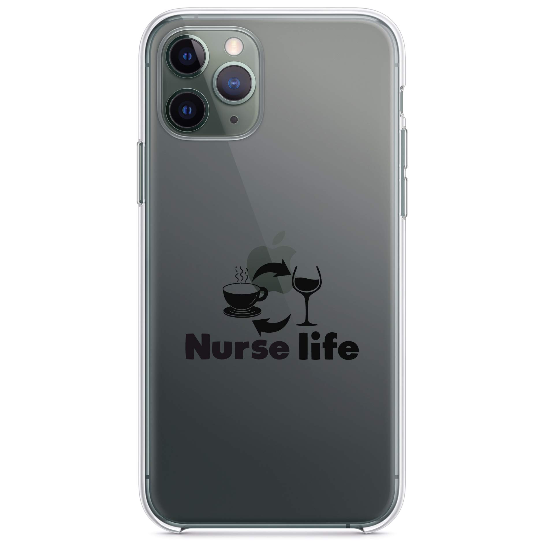 DistinctInk Clear Shockproof Hybrid Case for iPhone 13 Pro MAX (6.7 Inch) - TPU Bumper & Acrylic Back with Tempered Glass Screen Protector - Perfect for Nurses, Healthcare Workers & Daily Use - Coffee, Wine & Lifestyle Protection