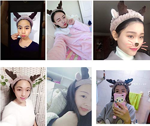 Elk Headband for Women & Girls - Soft Fleece Spa Facial Headband, Makeup Headwrap for Skincare & Hair Care - Perfect for Birthday, Christmas, Valentine's Day Gifts (Coffee Brown) | Great for Home Spa Days, Salon Visits & Self-Care Routines