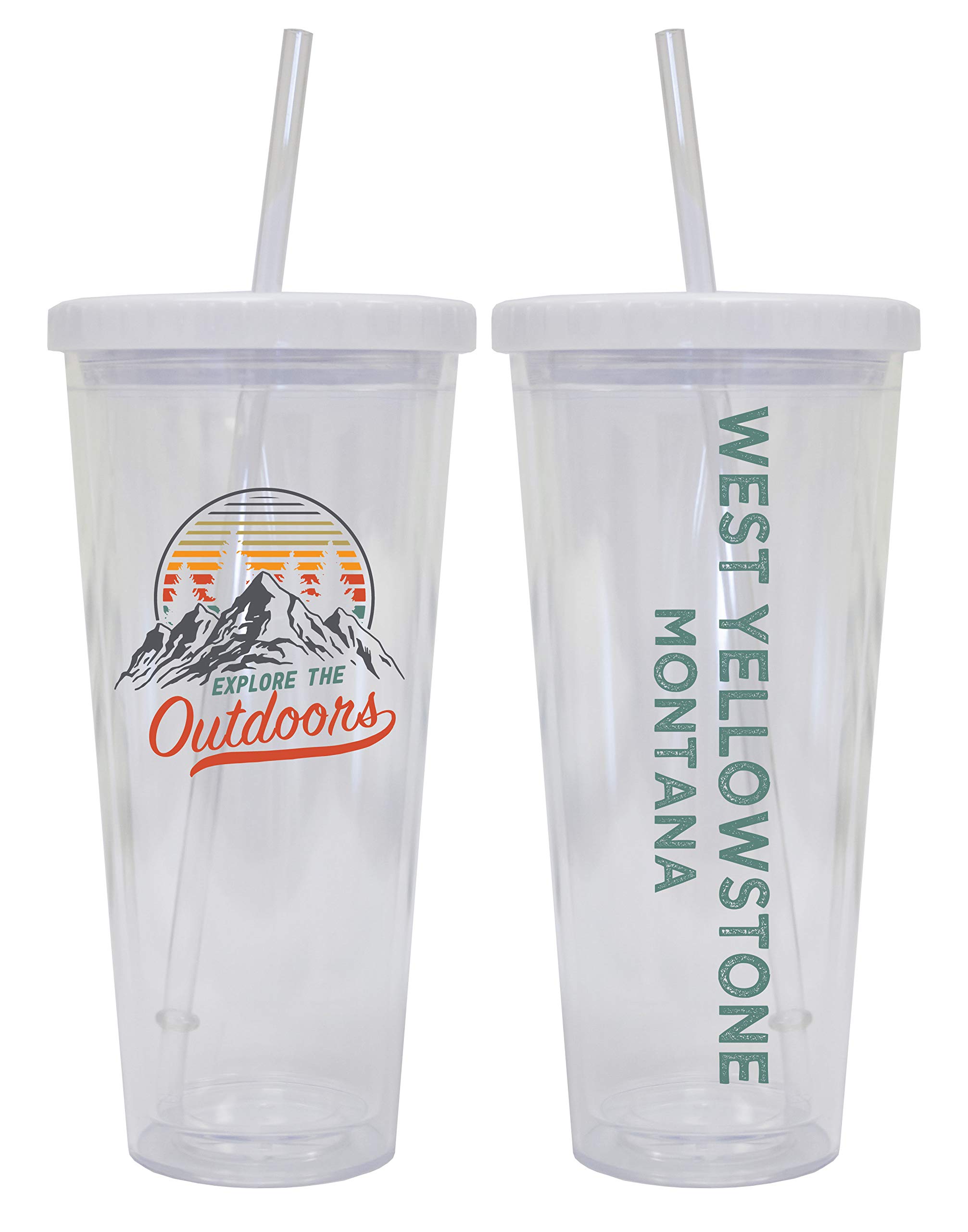 R&R Imports 24oz Reusable Plastic Tumbler with Lid & Straw - Insulated Camping Cup for Hot/Cold Drinks - Perfect for Hiking, Picnics & Outdoor Adventures in West Yellowstone Montana