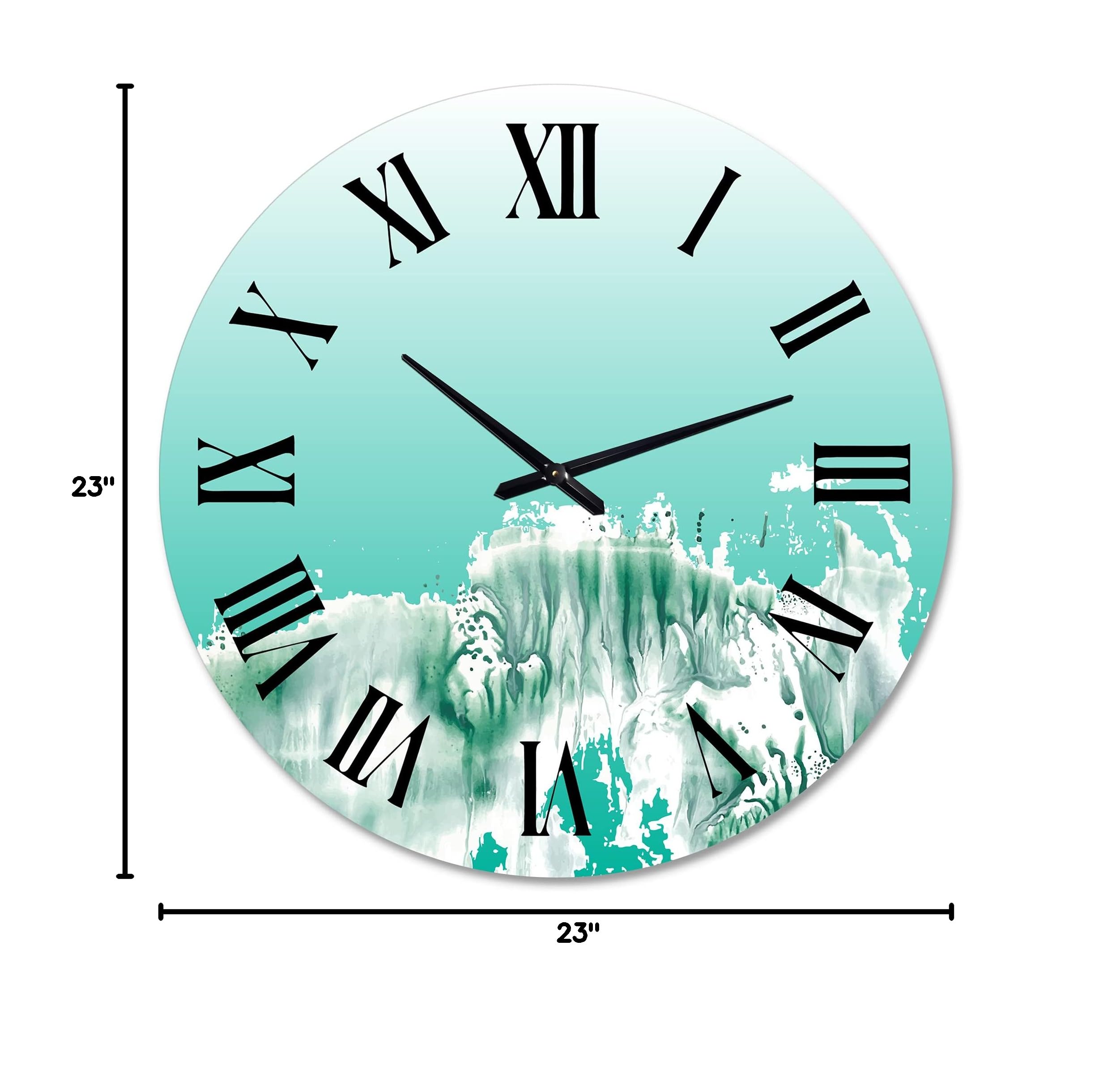 DesignQ Traditional Wall Clock 'Aquamarine Landscape' - Large Nature-Inspired Wall Clock for Living Room, Bedroom & Office Decor | Perfect for Home, Office & Gifts