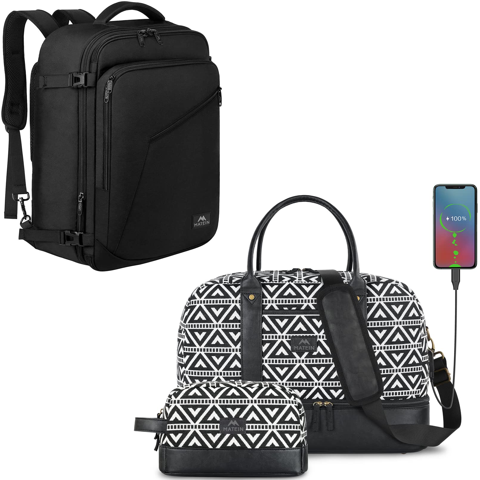 **Matein Expandable Carry On Backpack - Extra Large Travel Backpack for Men & Women, TSA Approved Airplane Weekender Bag - Perfect for Business Trips, Weekend Getaways & Daily Commute**