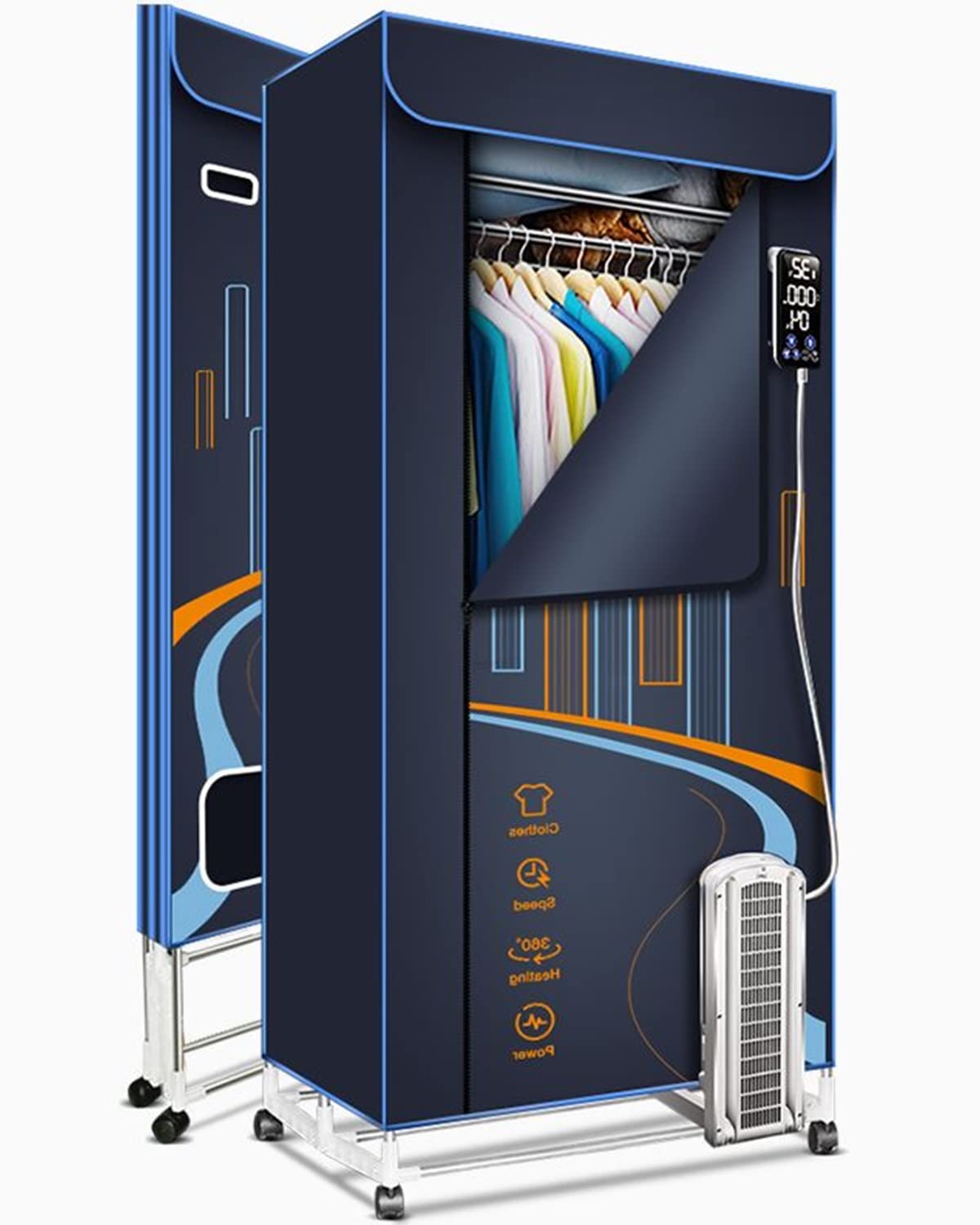 1600W Foldable Electric Clothes Dryer Rack - 3 Layer Heated Laundry Drying Rack with Stainless Steel Frame | Energy Efficient Anion Technology for Fast Drying | Compact Space-Saving Design for Apartments, Dorms & Small Homes (Blue) - Perfect for Winter, Rainy Days & Limited Outdoor Drying Space