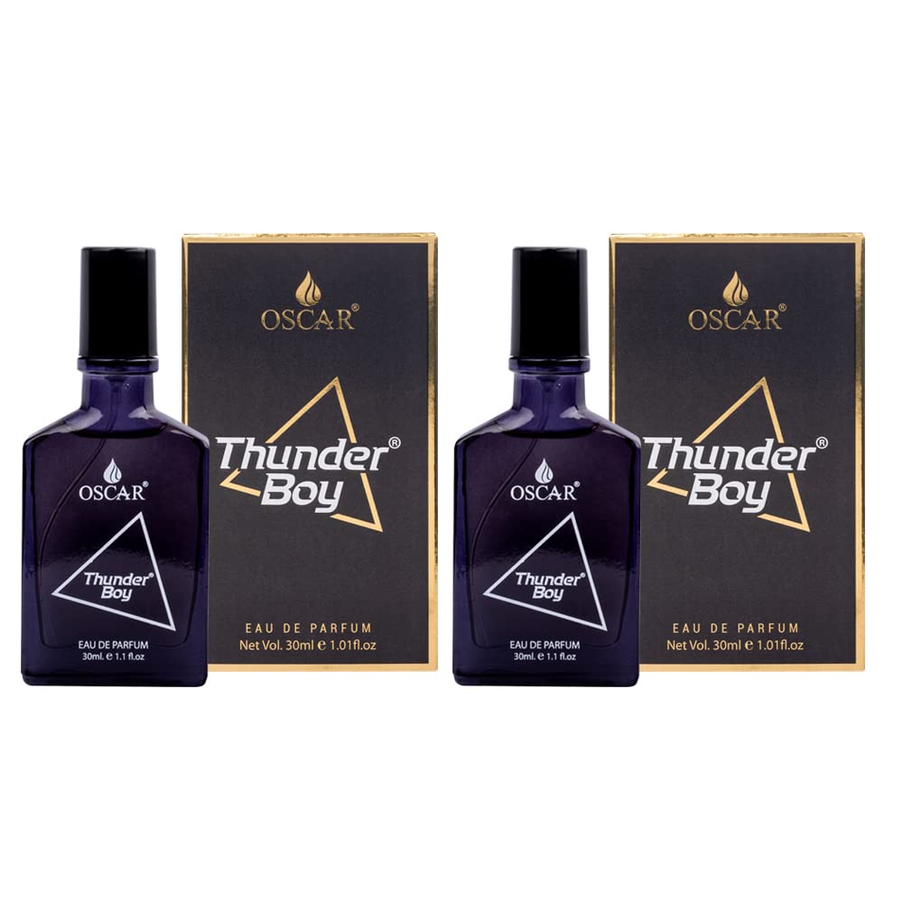 Oscar Thunder Boy Black Men Eau De Parfum - Long Lasting Fragrance Cologne for Men, 2 Pack (30ml Each) - Perfect for Date Night, Office & Special Occasions