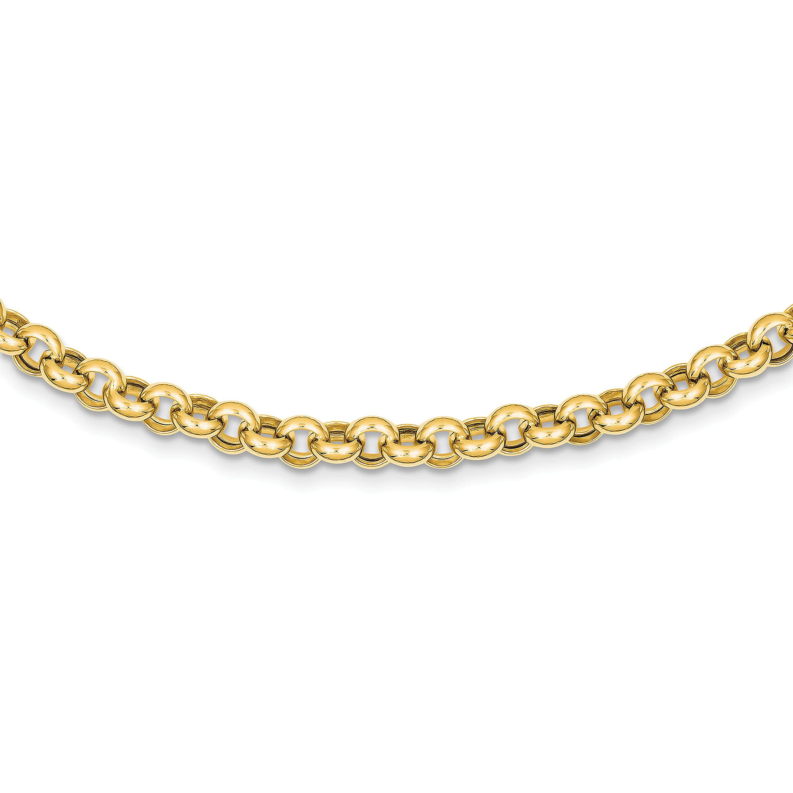 14K Yellow Gold 7mm Polished Fancy Rolo Link Chain Necklace, Bracelet & Anklet - 18 Inch | Elegant Jewelry for Women, Perfect for Weddings, Parties & Everyday Wear