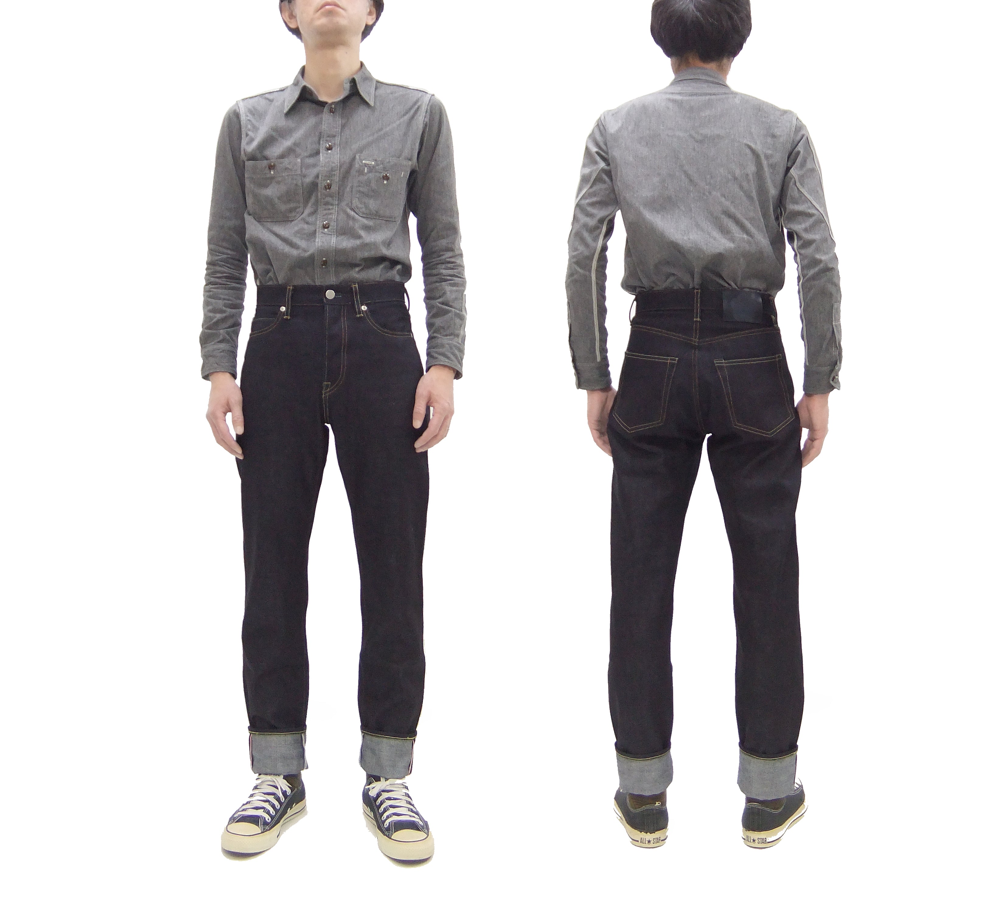 Momotaro Jeans Men's Slim Tapered Fit #200 14.7oz Zimbabwean Cotton Deep Indigo Denim Pants - Sanforized Unwashed Raw Selvedge Jeans for Casual Wear & Street Style