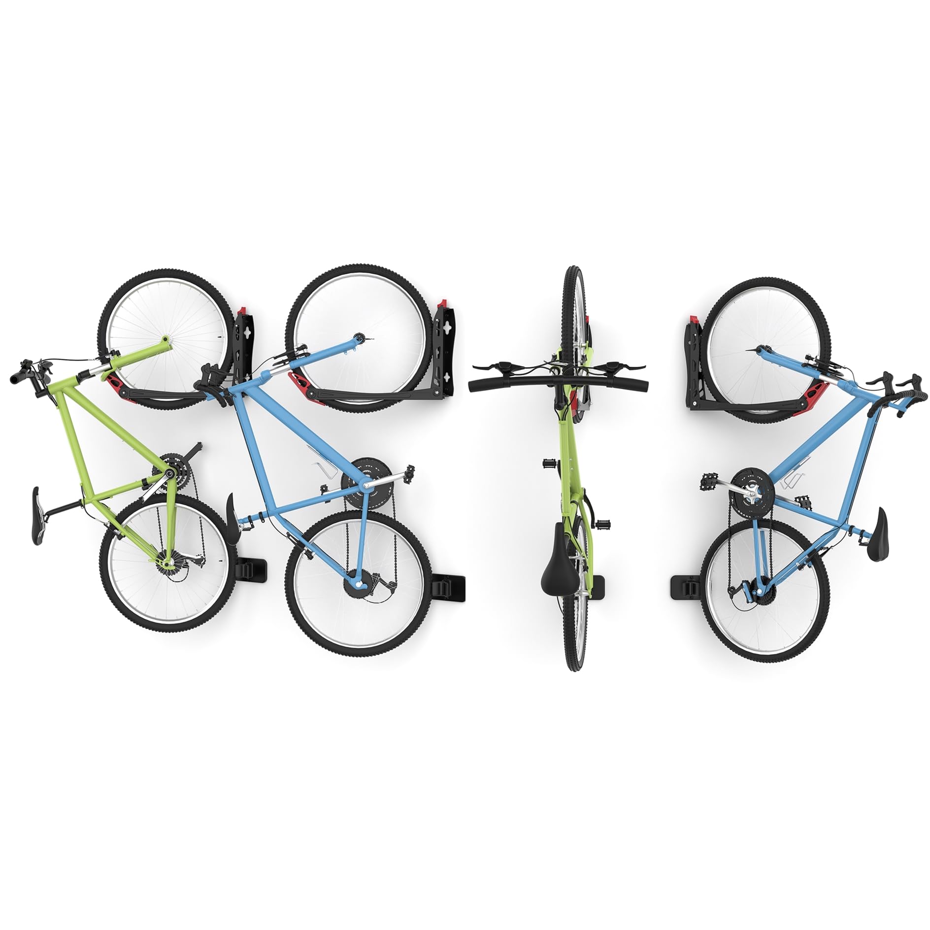 BIKEPAL Heavy Duty Wall Mount Bike Rack - 360° Swivel No Lifting Bike Hanger for Garage, Indoor & Outdoor Space Saving Bike Storage (4 Pack) - Perfect for Apartment, Home, Gym & Cycling Enthusiasts