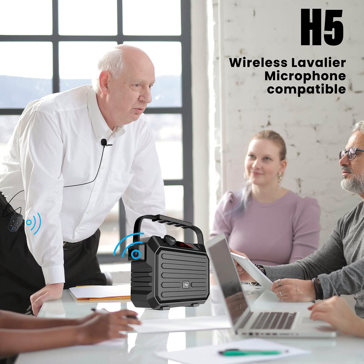 30W Wireless PA System with Bluetooth - Rechargeable Portable Megaphone & Speaker with Wireless Headset & Lavalier Microphone for Teachers, Outdoor Events, Public Speaking, and Classroom Presentations