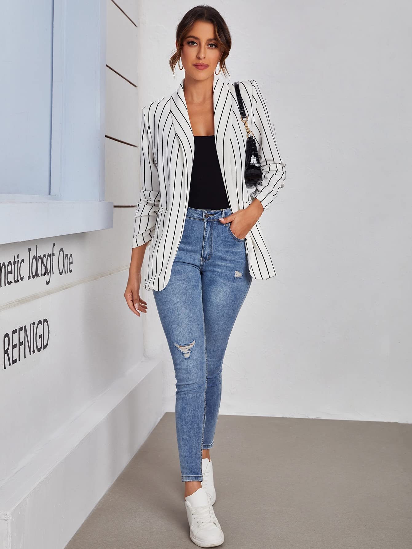 WDIRARA Women's Fashion Graphic Print Blazer - Stylish Button Open Front Long Sleeve Jacket in Multicolor | Perfect for Office Wear, Business Casual, and Evening Outfits