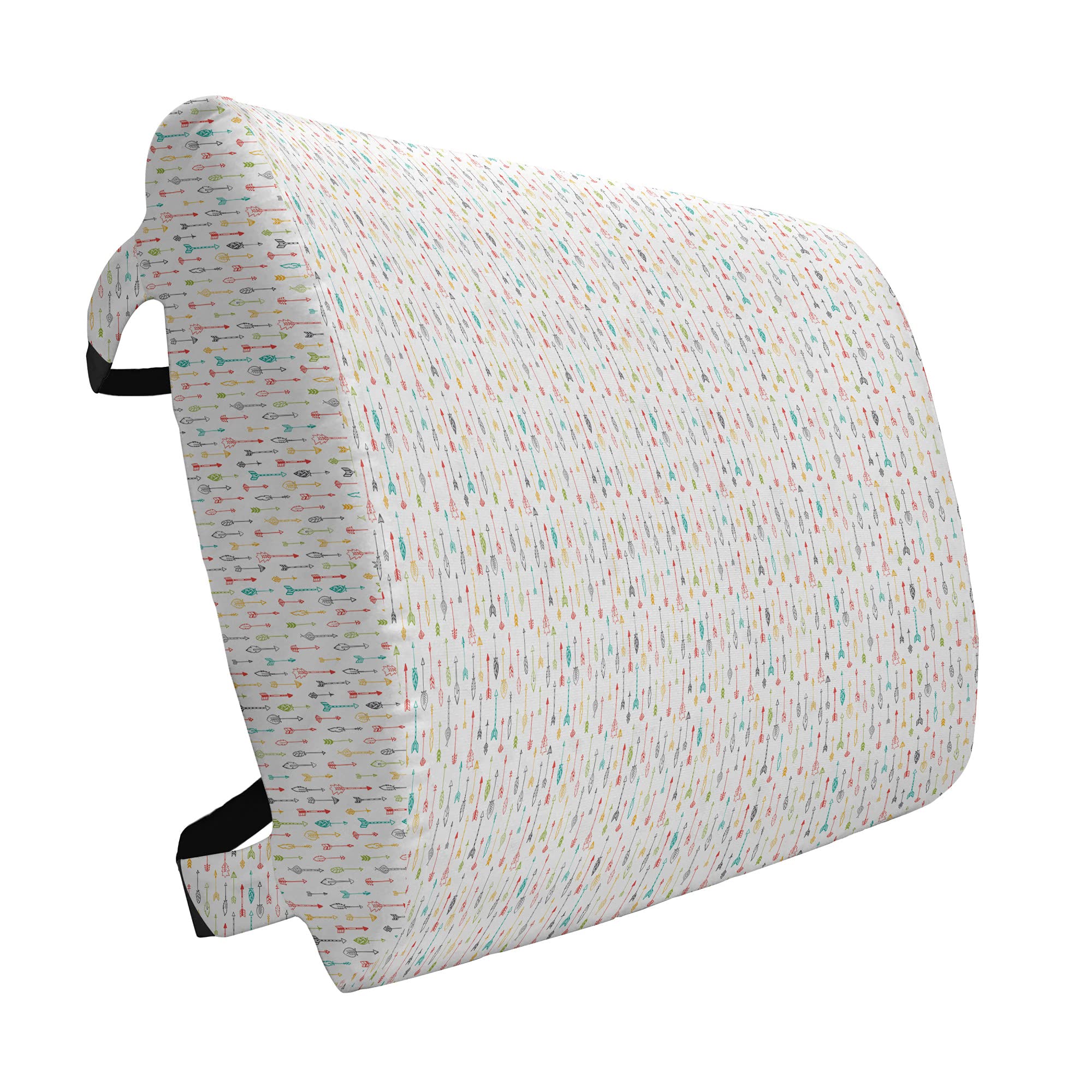 Lunarable Arrows Lumbar Support Pillow - Colorful Hand-Drawn Boho Doodle Design, High-Density Foam for Office Chair & Car Seat (14x13 Inches) - Perfect for Back Pain Relief, Long Drives & Work Comfort