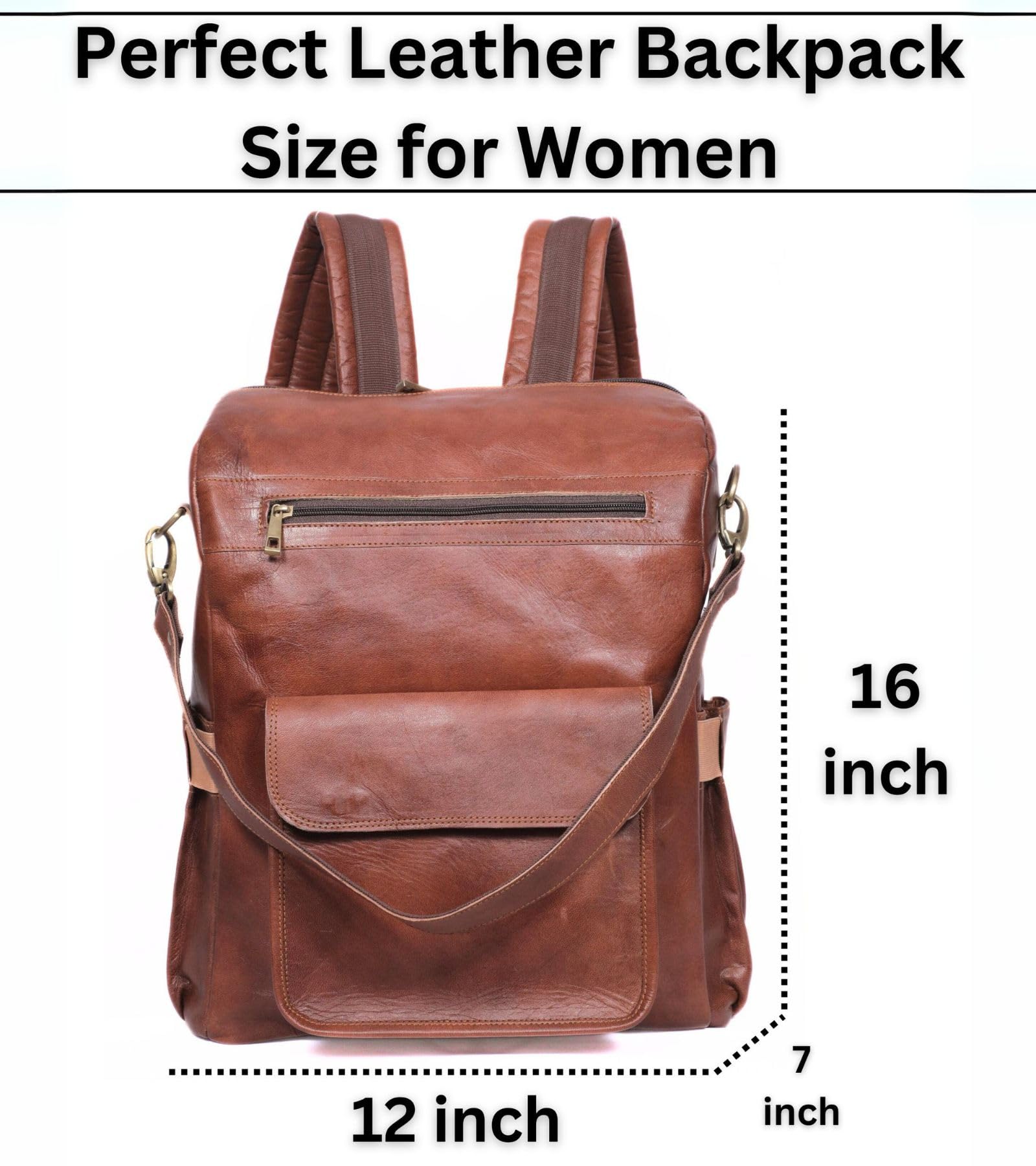 Genuine Leather Laptop Backpack for Women - Designer Brown Leather Backpack Purse with 15.6-inch Laptop Compartment - Perfect for Work, Business Travel & Everyday Commute - Durable & Stylish Office Bag for Professionals & Students