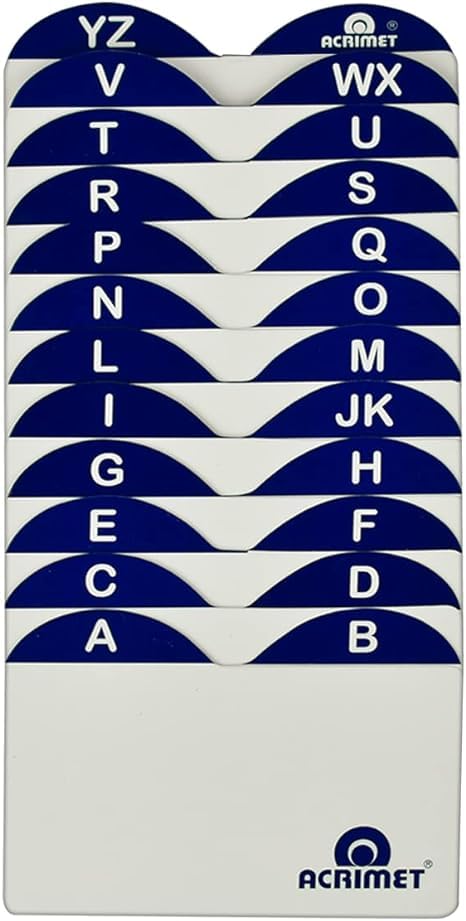 Acrimet A-Z Index Card Guides for Business Card File Holder - White Cards with Blue Tabs | Perfect for Office Organization, Filing Systems & Small Business Card Storage