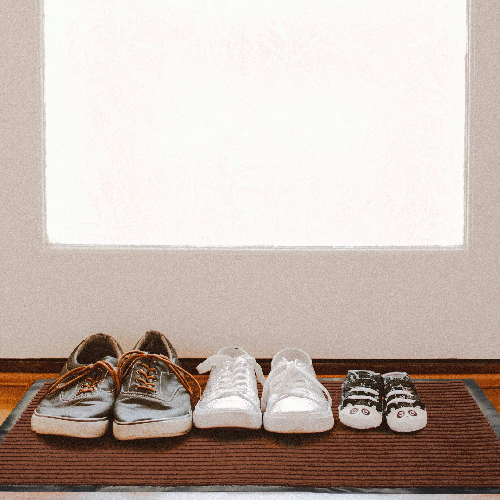 LAMINET Heavy Duty Non-Slip Absorbent Doormat 17x26 Inch - Weatherproof Indoor Outdoor Rug for Entryway, Patio & High Traffic Areas | Easy Clean Brown Floor Mat for Home, Office & Commercial Use