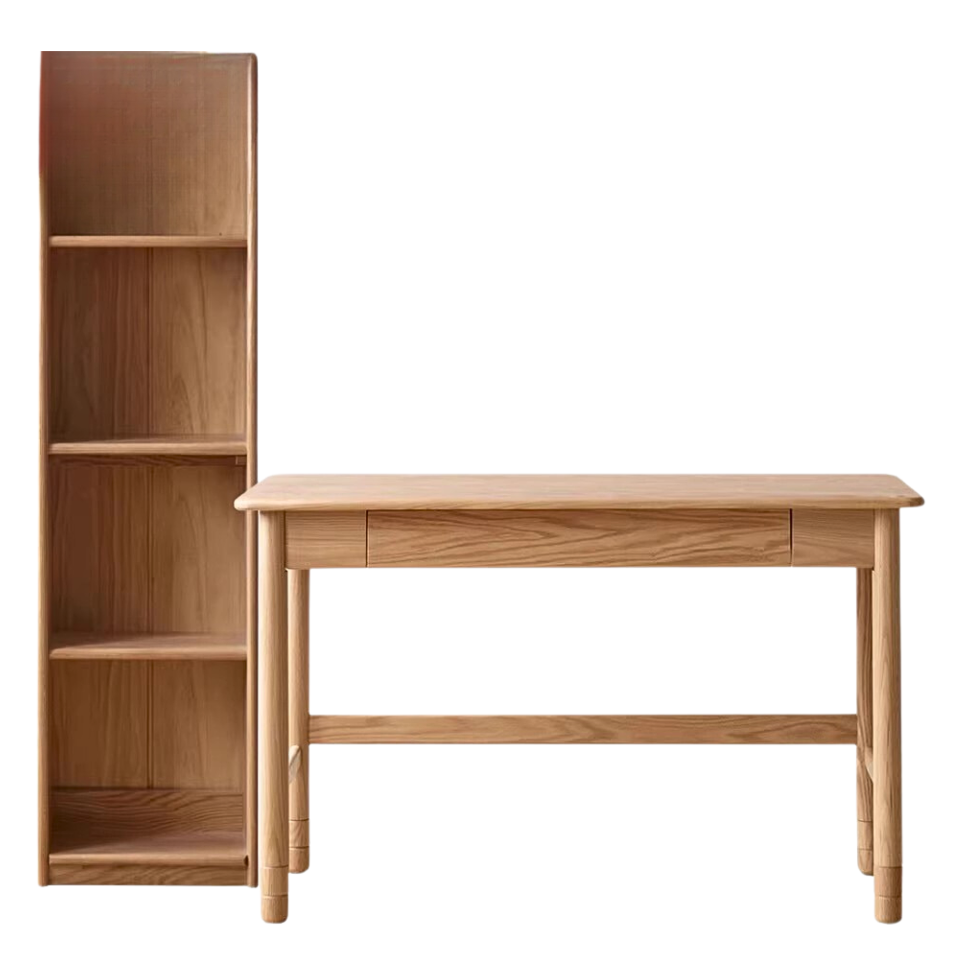 Solid Oak Wood Adjustable Height Kids Study Desk with Bookshelf - Perfect for Homework, Reading & Organizing in Bedroom or Playroom