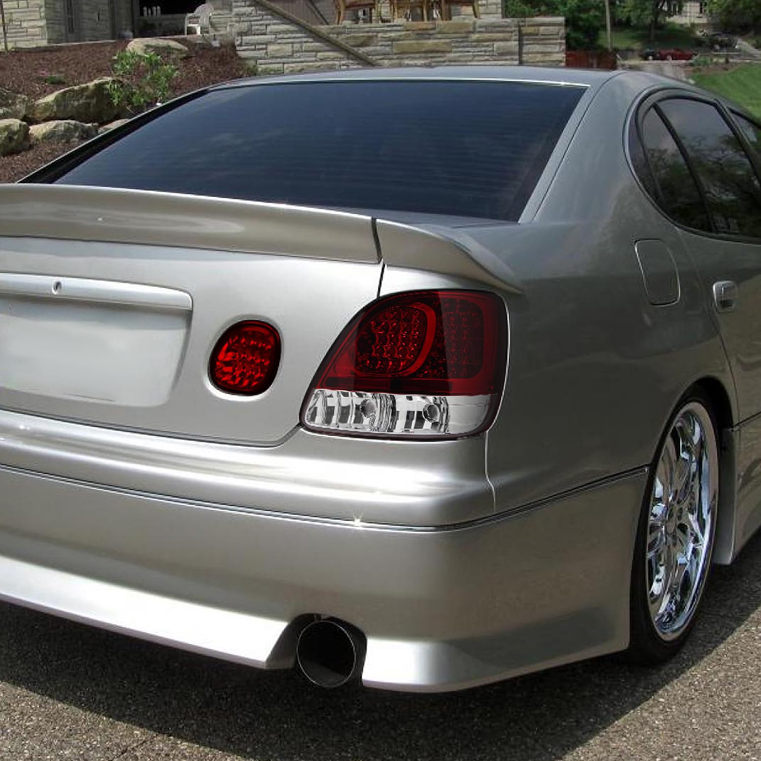 Spec-D Tuning Red Clear Lens LED Tail Lights for 1998-2005 Lexus GS300 GS400 GS430 - Left & Right Pair Assembly - Upgrade Your Car's Style & Visibility for Night Driving & Custom Look