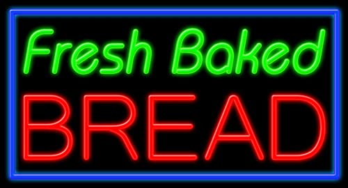Fresh Baked Bread Glass Neon Sign #11707 - Handcrafted in USA | Vintage Bakery Decor, Cafe Wall Art, Retro Diner Lighting