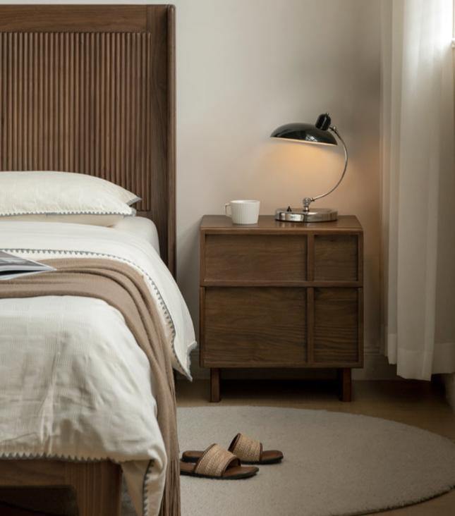 Solid Black Walnut Wood Nightstand with Drawer - Caluswood Bedside Table for Bedroom Storage | Perfect for Small Spaces, Apartment Living & Modern Home Decor