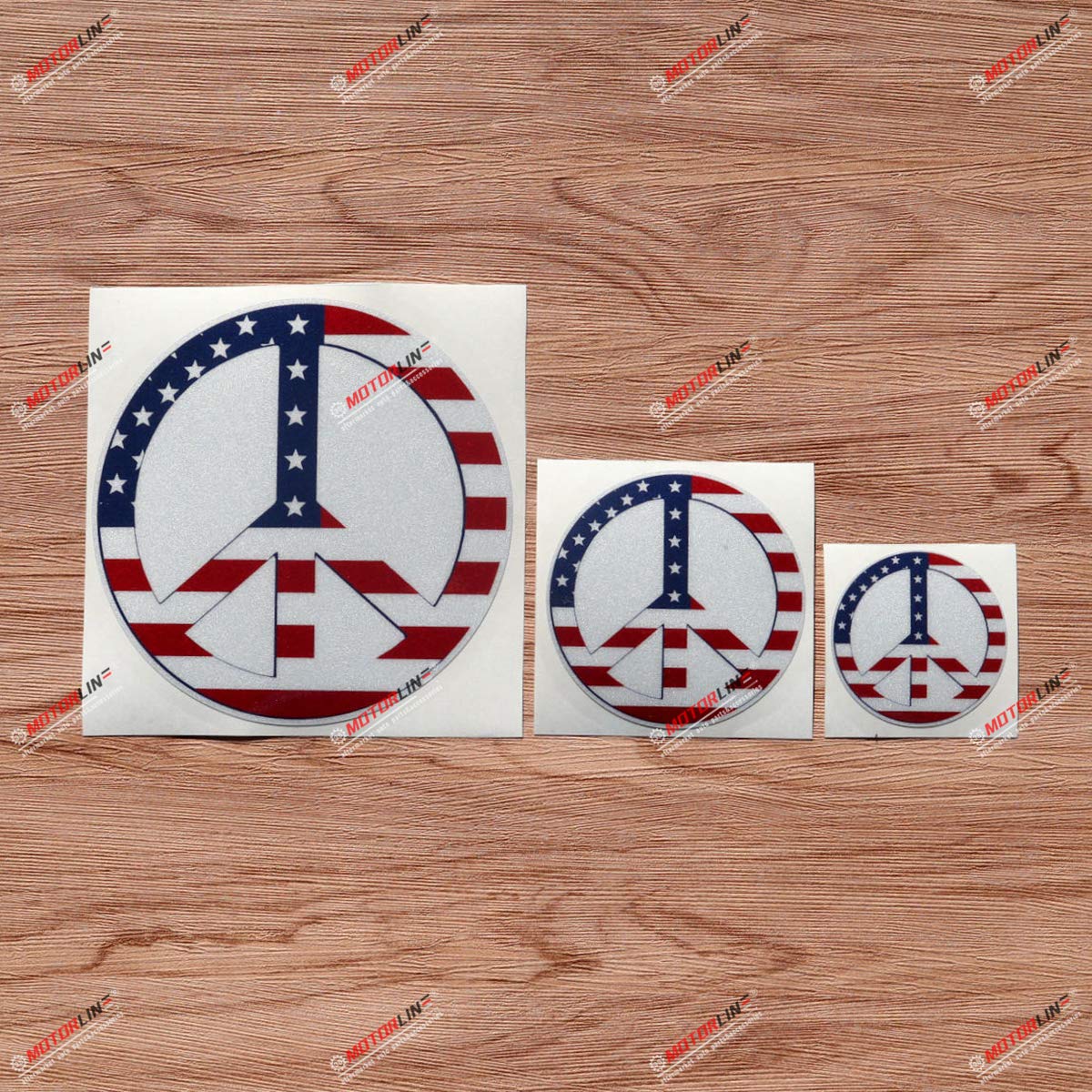 Peace Sign Anti-War Symbol American Flag Vinyl Decal Sticker Set - 3 Pack (2