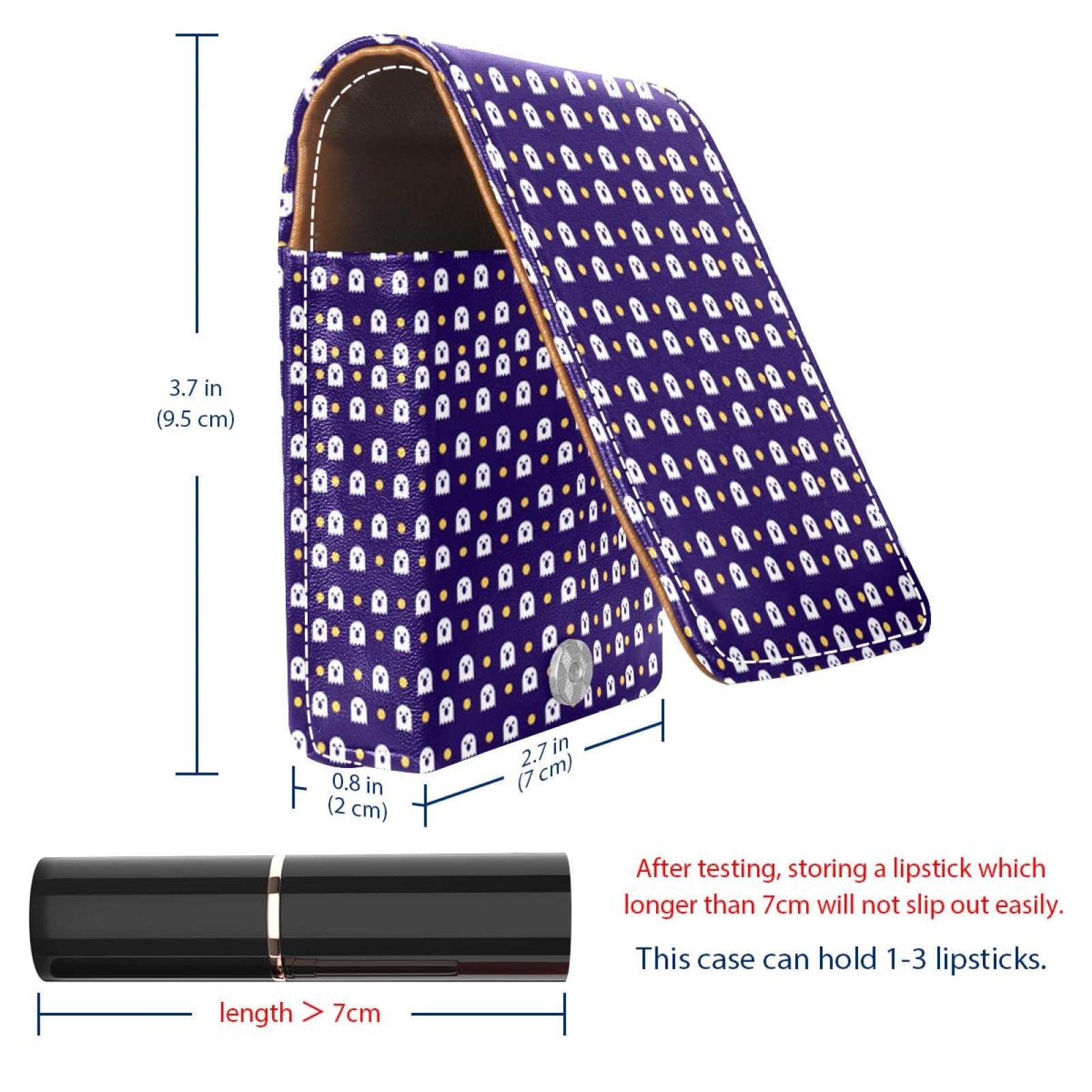 Personalized Lipstick Case - Portable Makeup Bag & Cosmetic Pouch Organizer with Halloween Ghost Pattern - Perfect for Travel, Parties, and Daily Makeup Storage