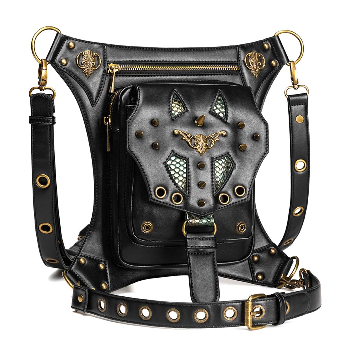 Gothic Steampunk Waist Bag for Women - Vintage Leather Crossbody Shoulder Bag & Leg Arm Pack - Perfect for Cosplay, Renaissance Fairs & Alternative Fashion