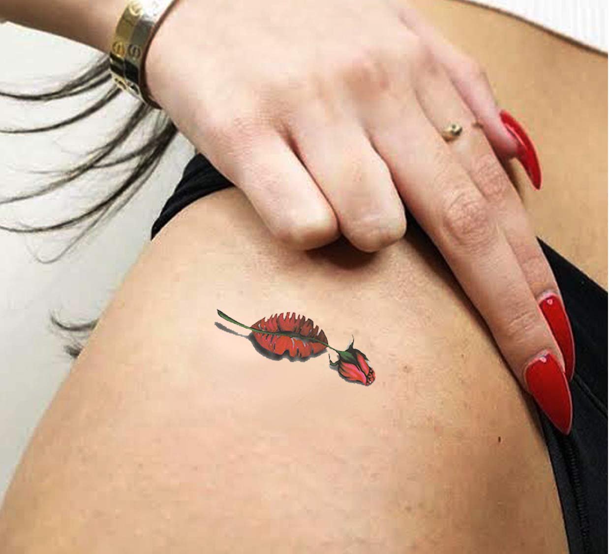 3D Temporary Tattoo Stickers for Men & Women - Waterproof Fake Tattoos with Flowers, Butterflies, Stars & Angel Designs - Realistic Body Art for Parties, Halloween, Cosplay & Honeymoon - 19x9cm Dark Desire Collection