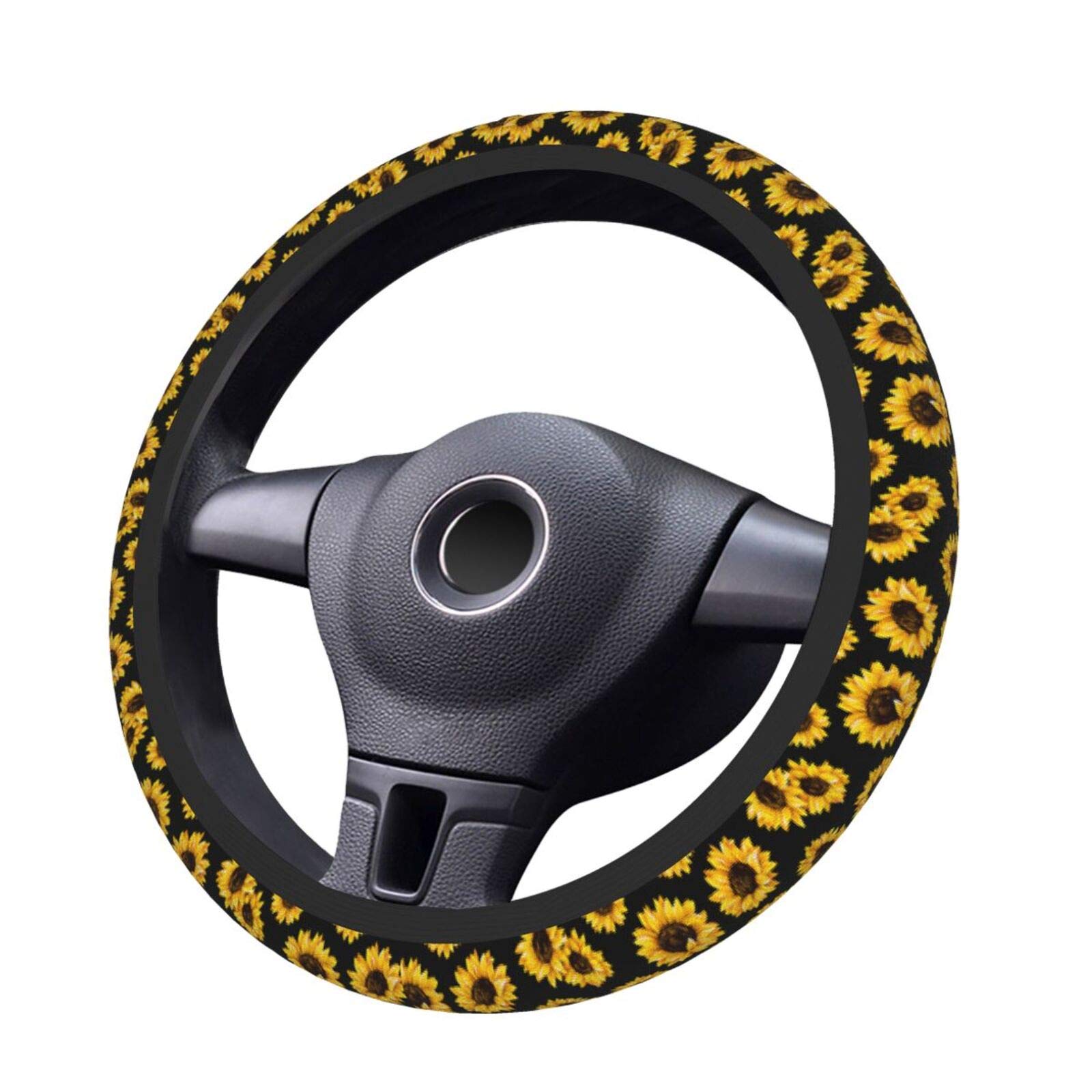 Premium Neoprene Car Steering Wheel Cover - Anti-Slip & Sweat Absorption, Sunflower Design | Universal Fit for Cars, Trucks & SUVs | Comfortable Grip for Long Drives & Hot Weather