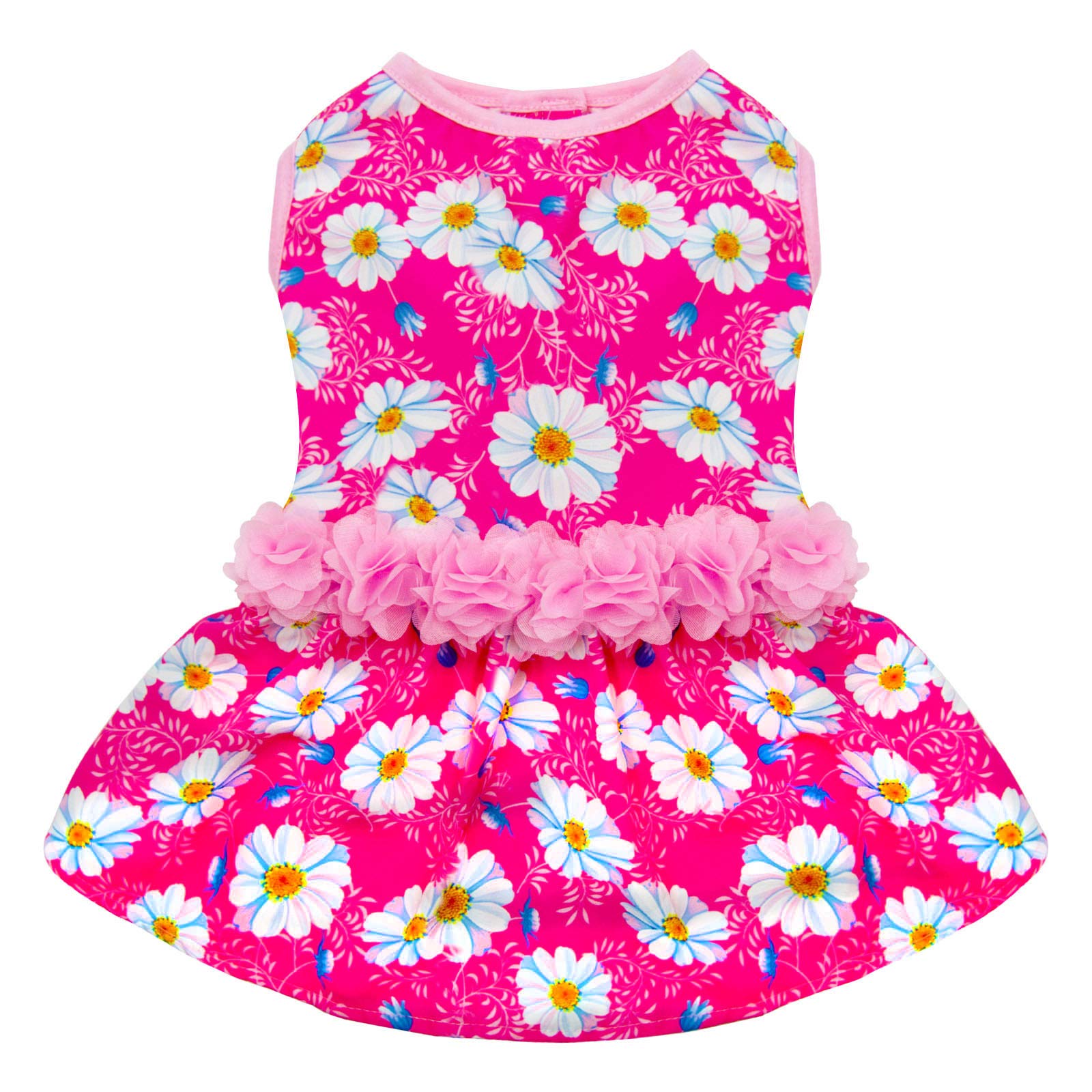 KYEESE Daisy Floral Dog Dress for Small Dogs - Elegant Princess Pet Dress with Flower Decor for Spring & Summer - Perfect for Parties, Photos & Special Occasions