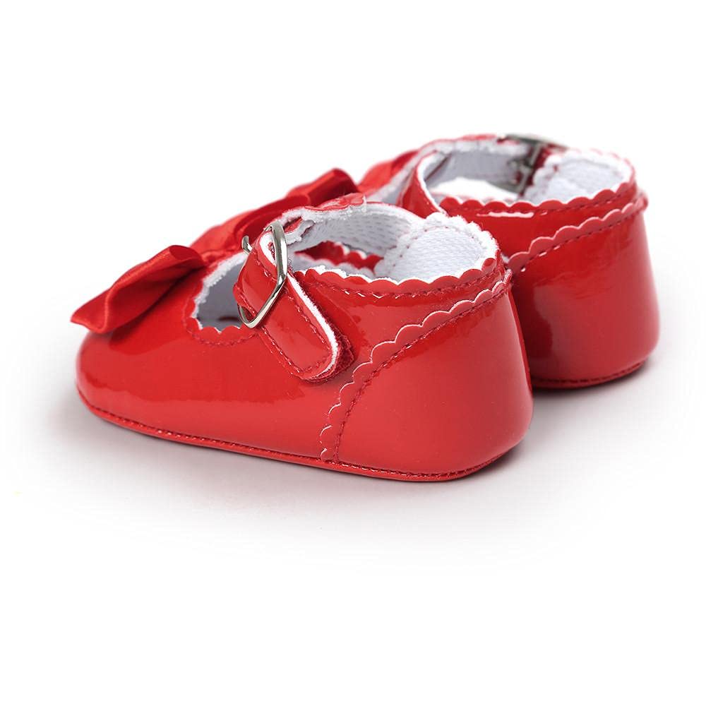 Baby Girls Soft Sole Bowknot Mary Jane Shoes 0-18M - Perfect for Weddings & Special Occasions