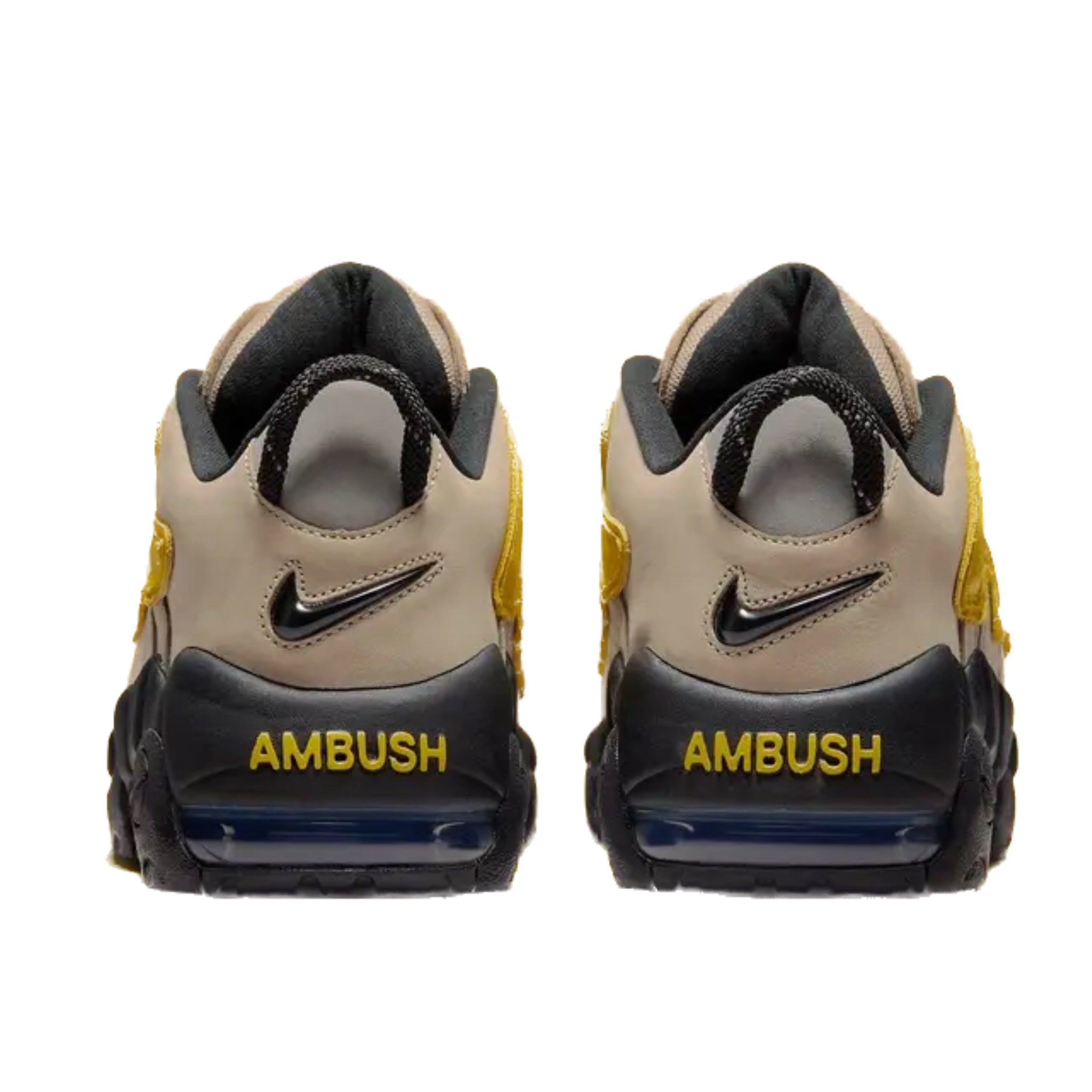 Nike Air More Uptempo Low AMBUSH Sneakers in Vivid Sulfur/Limestone/Black/Flat Pewter - Stylish Basketball Shoes for Streetwear & Casual Outfits