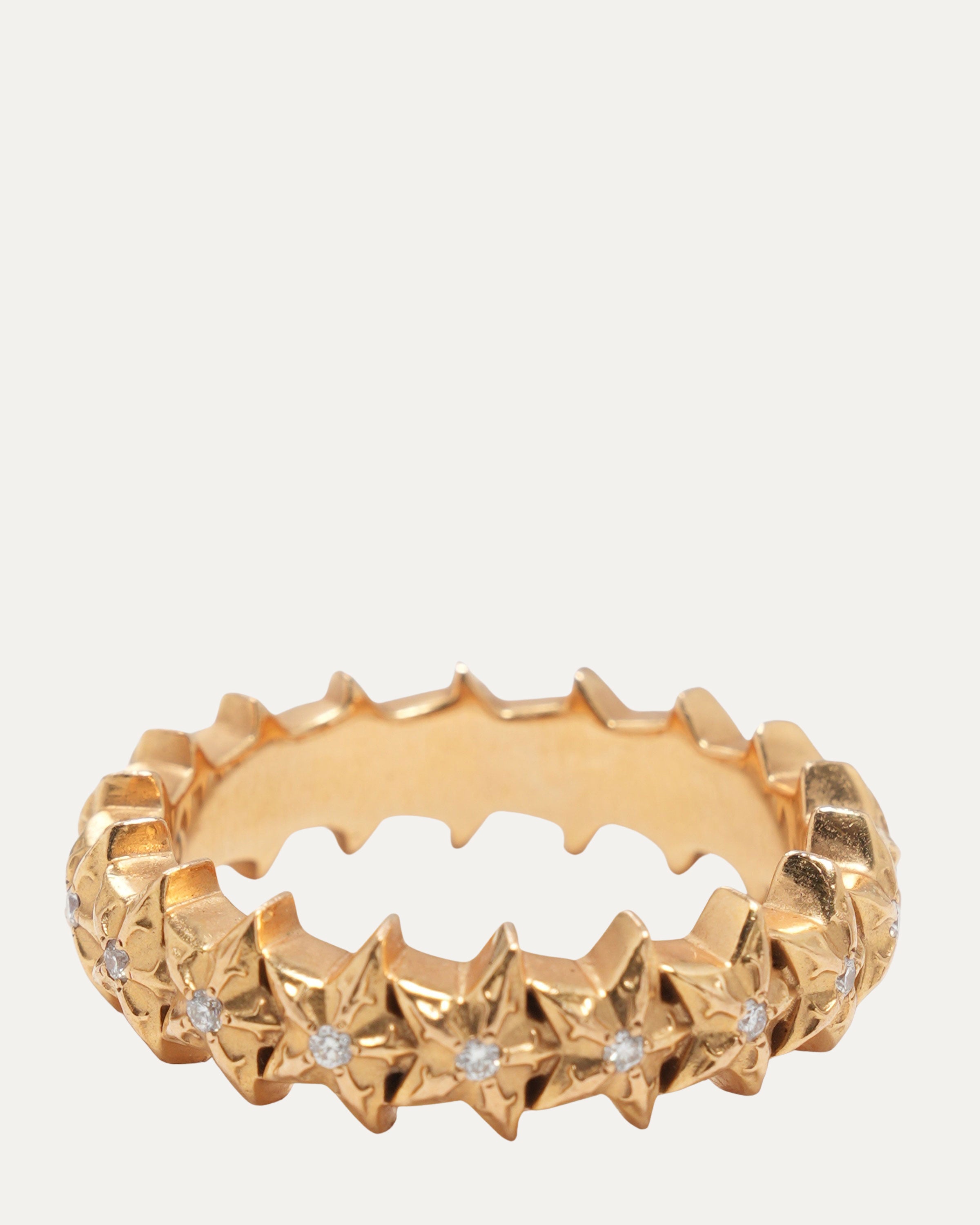 22K Gold Diamond Star Band Ring for Women - Elegant Stackable Jewelry for Everyday Wear, Gifts & Special Occasions