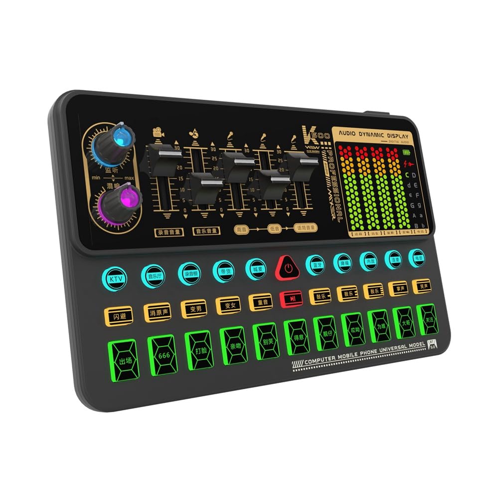 Xptieeck K500 Sound Effects Board - Voice Changer & Live Sound Card for Phone/Computer - Perfect for Gaming, Live Streaming, Podcasting, and Karaoke