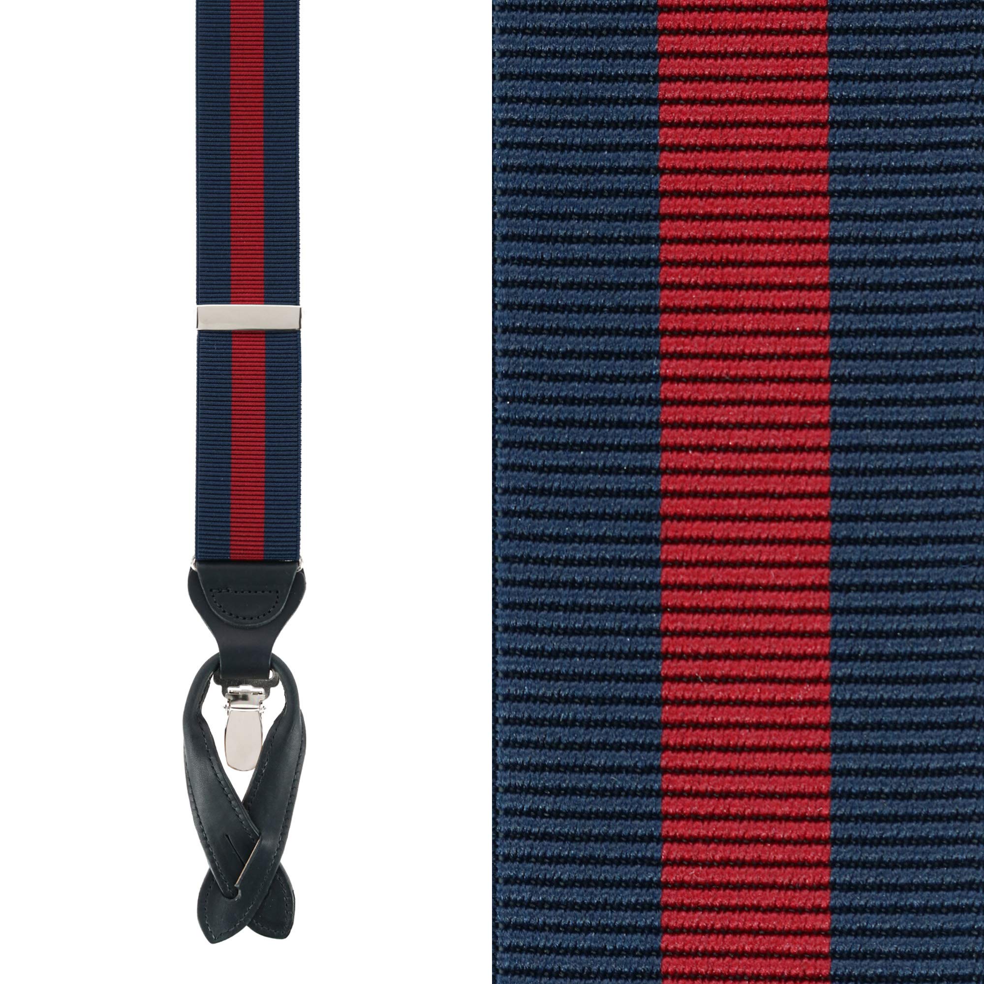 Trafalgar Big & Tall Oliver Stripe Convertible Suspenders for Men - Adjustable Elastic Braces for Formal & Casual Wear - Perfect for Suits, Pants & Office Attire