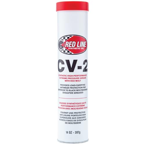 Red Line 80402 High Performance CV-2 Synthetic Grease Cartridge with Red Moly - 14oz (6 Pack) | Extreme Pressure Lubricant for Automotive, Industrial & Marine Applications
