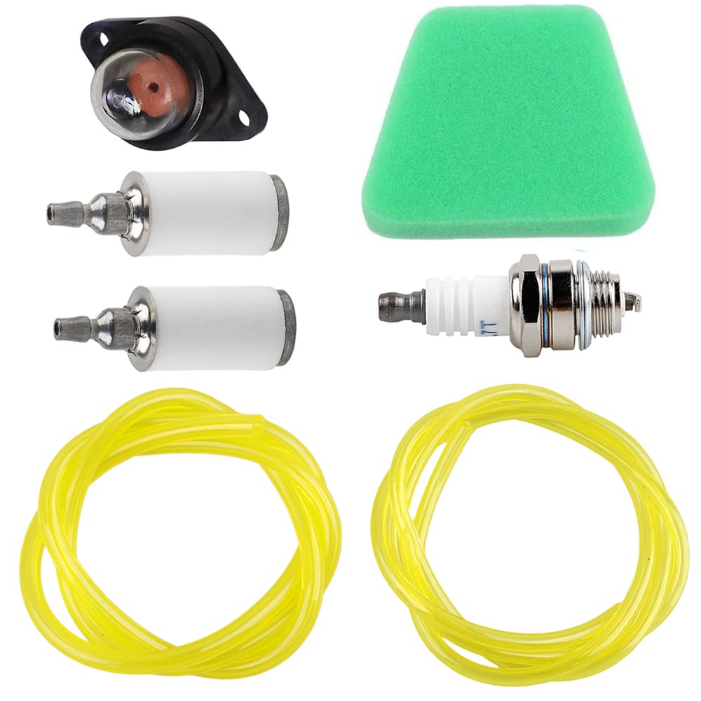 Primer Bulb Pump with Air Filter, Fuel Filter, Fuel Line Hose Tube & Spark Plug Compatible with Poulan & Craftsman Chainsaws - Perfect for Lawn Care, Tree Trimming & Outdoor Power Equipment Maintenance