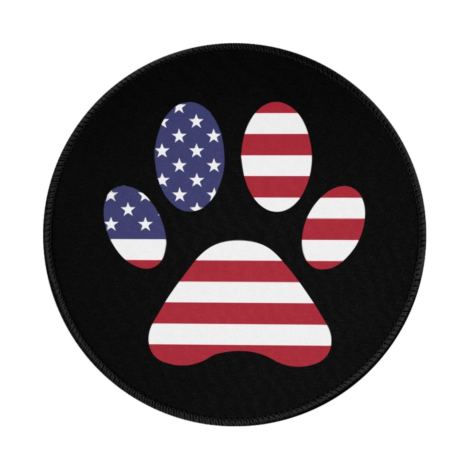 American Flag Dog Paw Mouse Pad - Non-Slip Round 8 Inch Set of 2 - Personalized Computer Mousepad for Laptop, Office & Home - Patriotic Pet Accessory for Work, Gaming & Daily Use