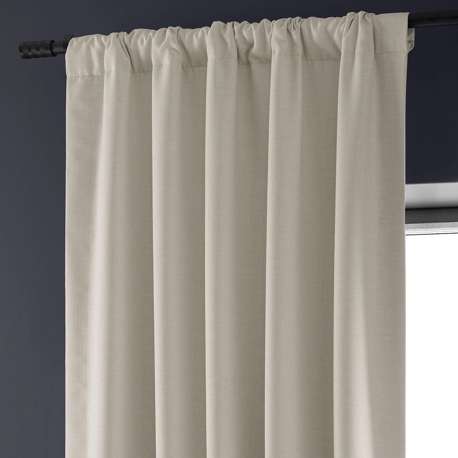 Caravan Beige Faux Linen Blackout Curtains for Bedroom & Living Room - Thermal Insulated Window Drapes for Hotels, Home Decor, and Light Blocking