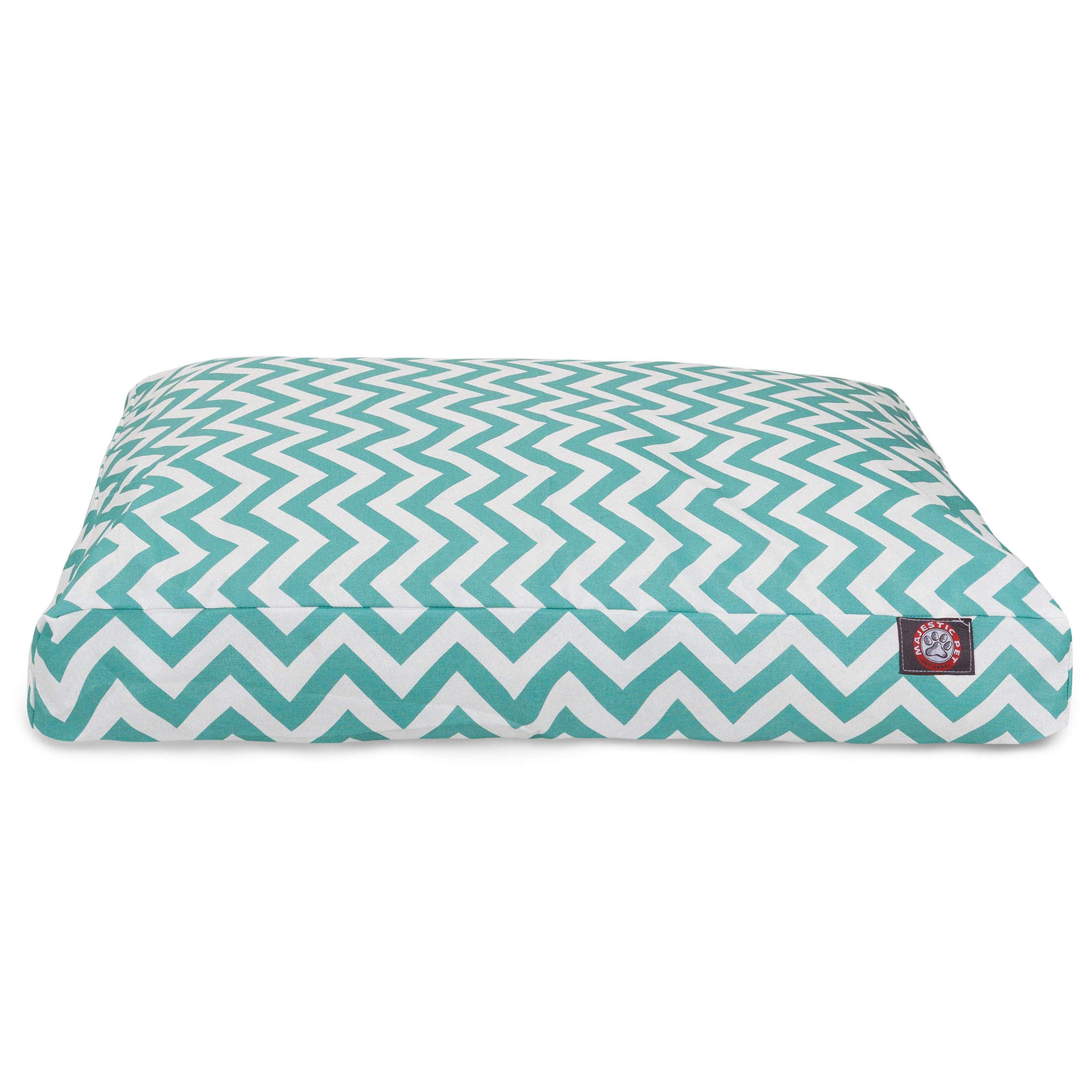 Majestic Pet Chevron Rectangle Washable Dog Bed - Non-Slip Comfortable Pet Crate Bed with Removable Cover - Polyester Fiber Kennel Bed for Sleeping, Medium Size, Teal Blue - Perfect for Crates, Kennels & Home Use