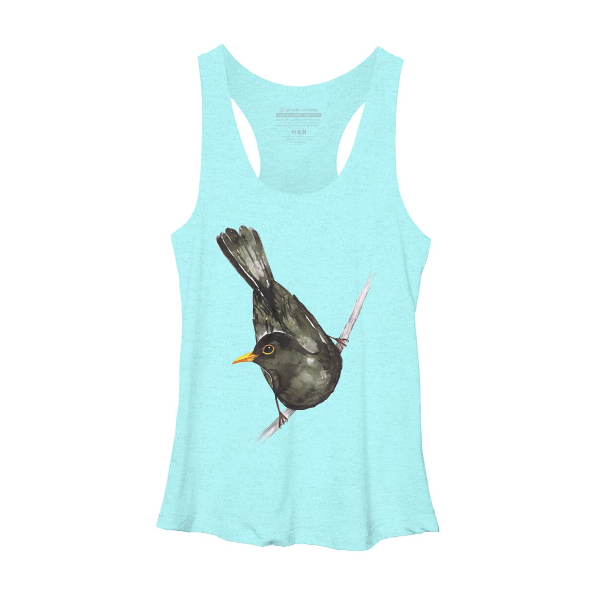 Design By Humans Women's Blackbird Watercolor Racerback Tank Top by Bwiselizzy - Soft Breathable Workout & Casual Wear