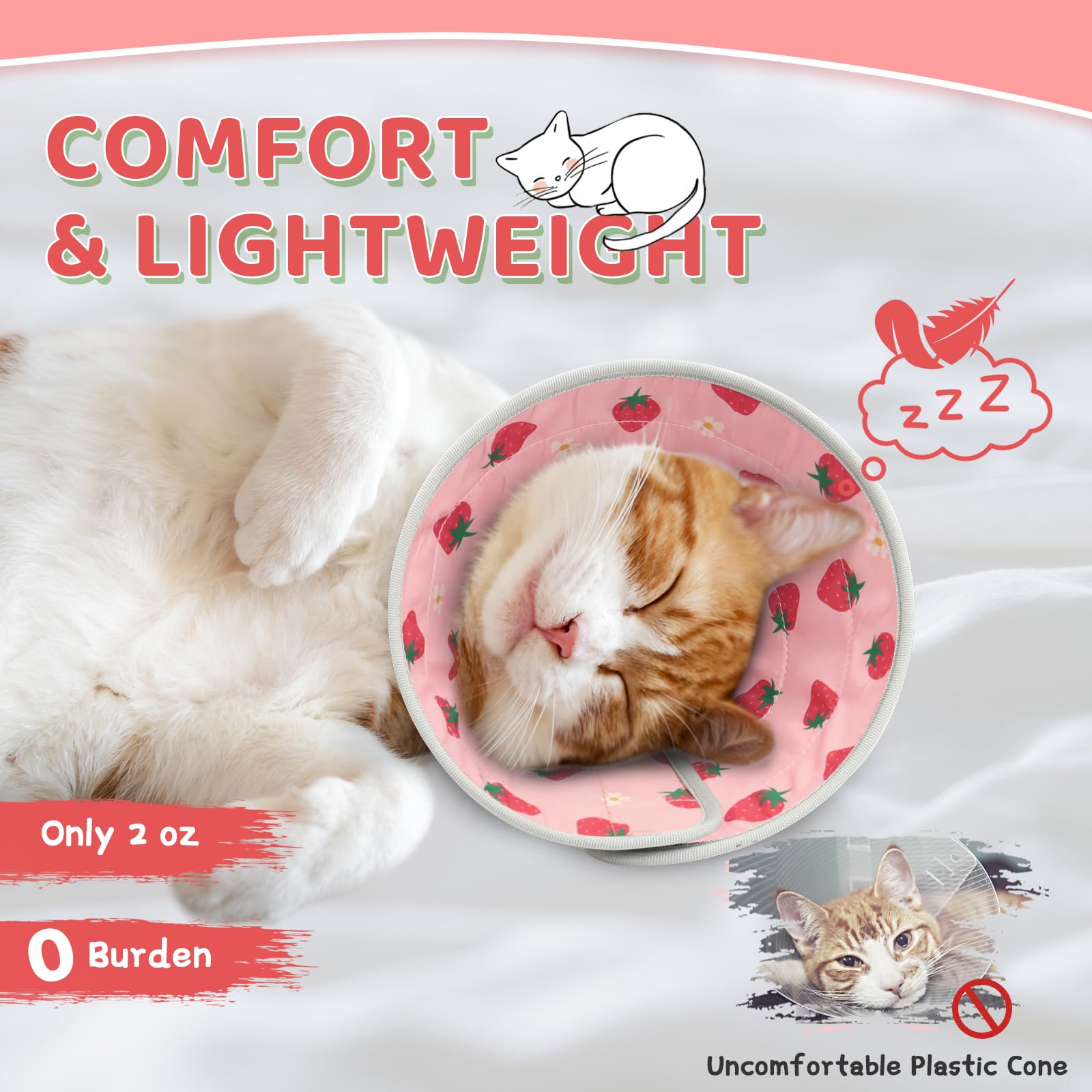 **Soft Adjustable Cat Cone Collar - Waterproof E-Collar for Cats & Kittens to Stop Licking Wounds | Foldable, Lightweight Recovery Collar for Post-Surgery & Grooming (Pink, S)**    *(Use Case: Ideal for post-surgery recovery, wound protection, and preventing excessive licking or scratching after grooming.)*